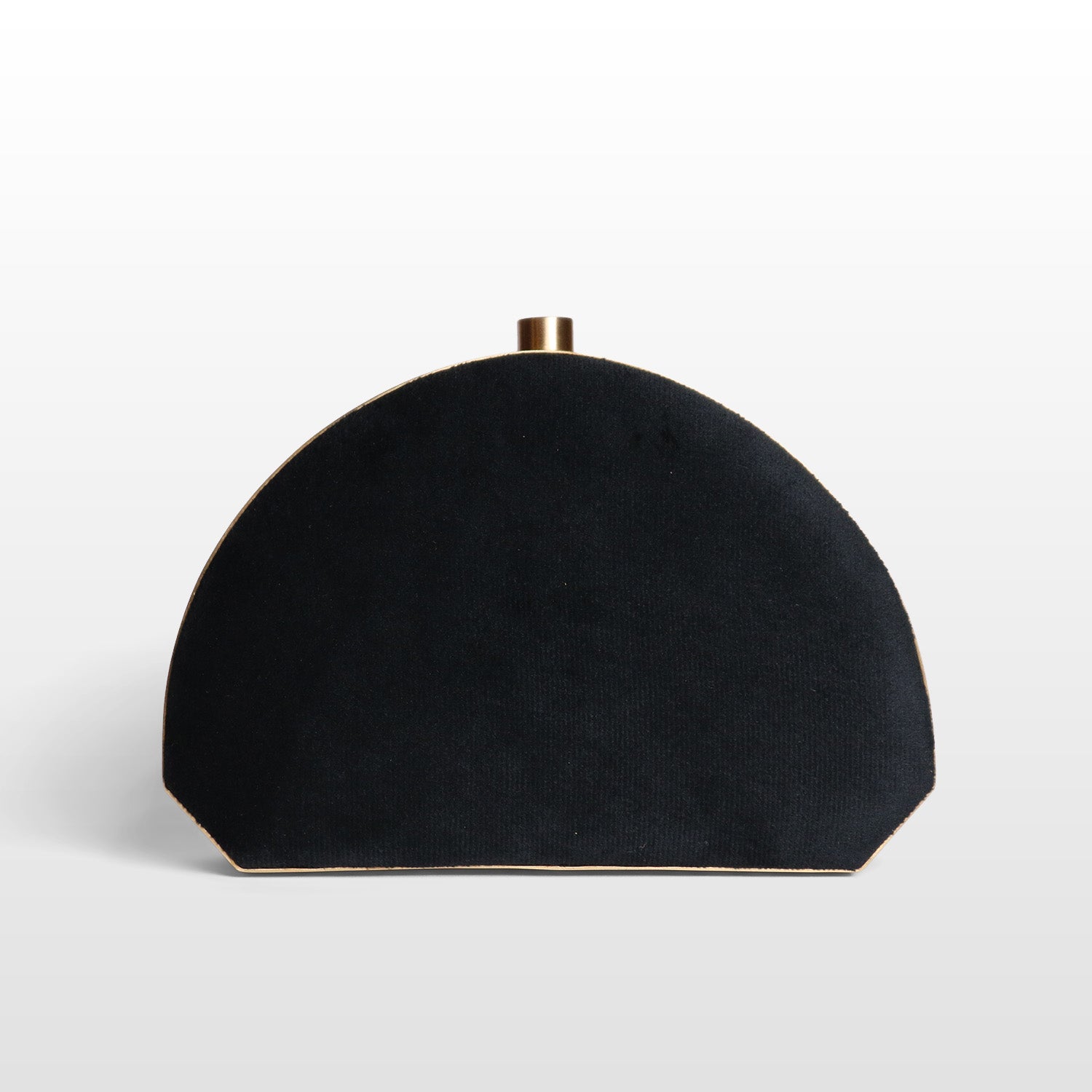 Luxury Brass-Framed Gemstone D-Shaped Velvet Clutch