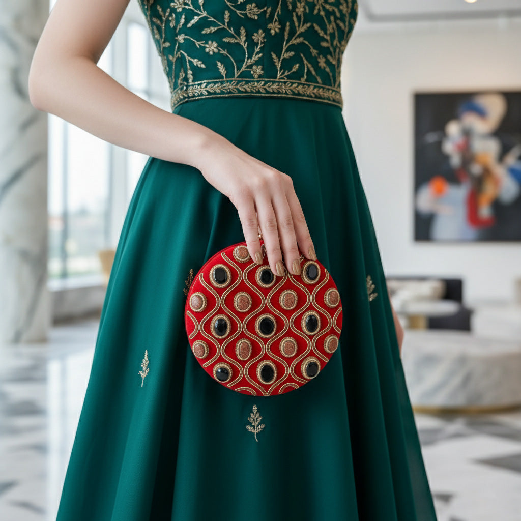 Aurelia Gemstone Round Clutch