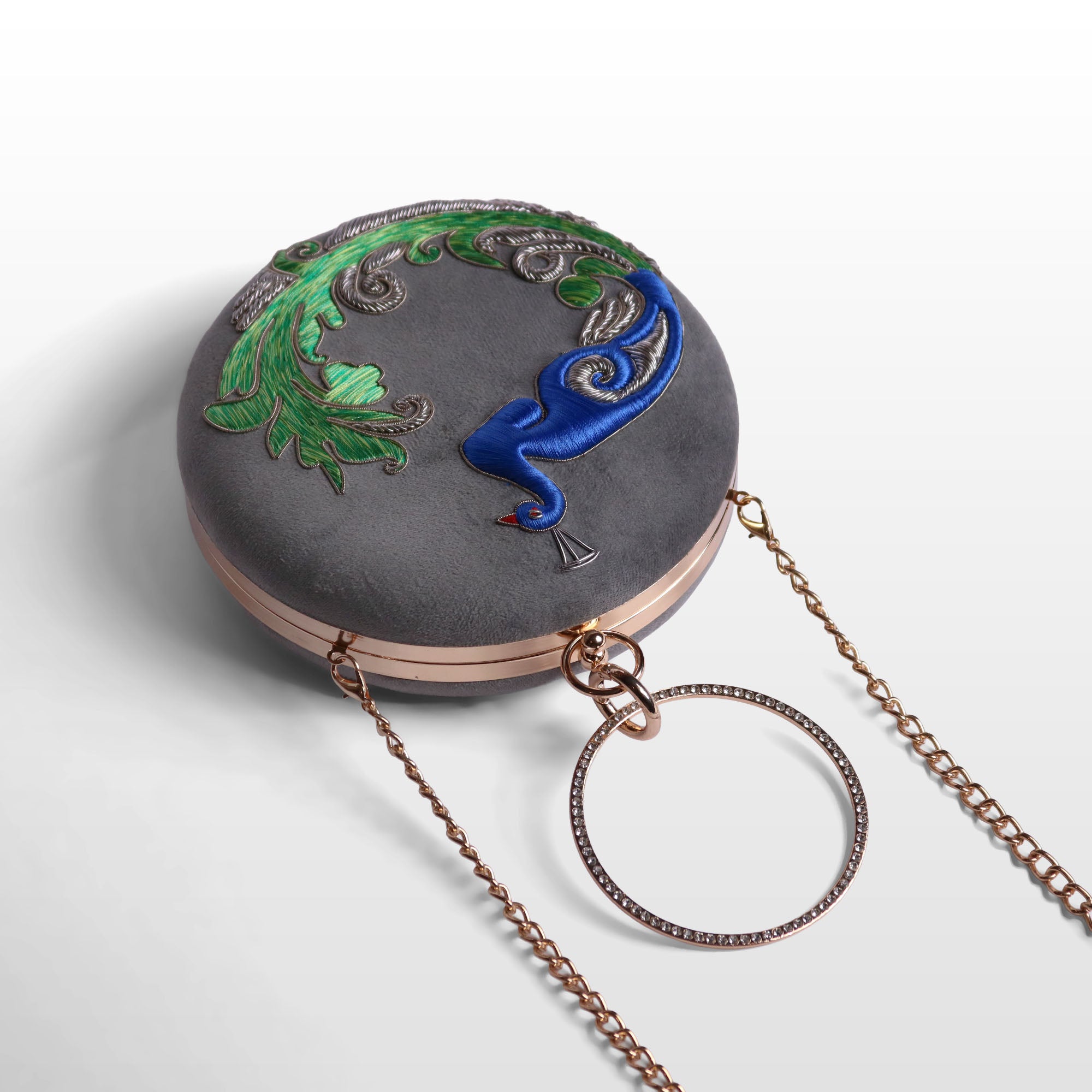 Neela Peacock Gemstone Clutch