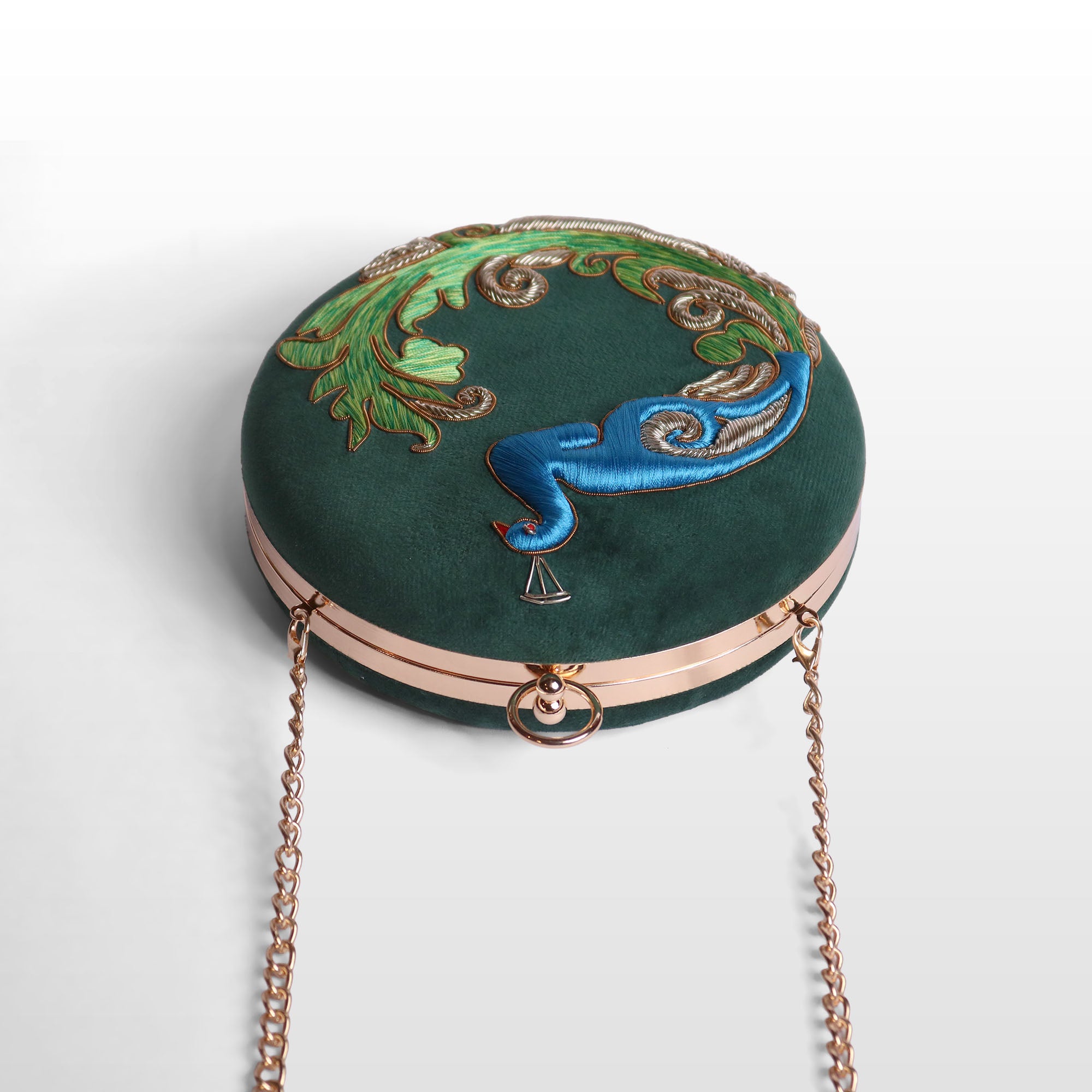 Neela Peacock Gemstone Clutch