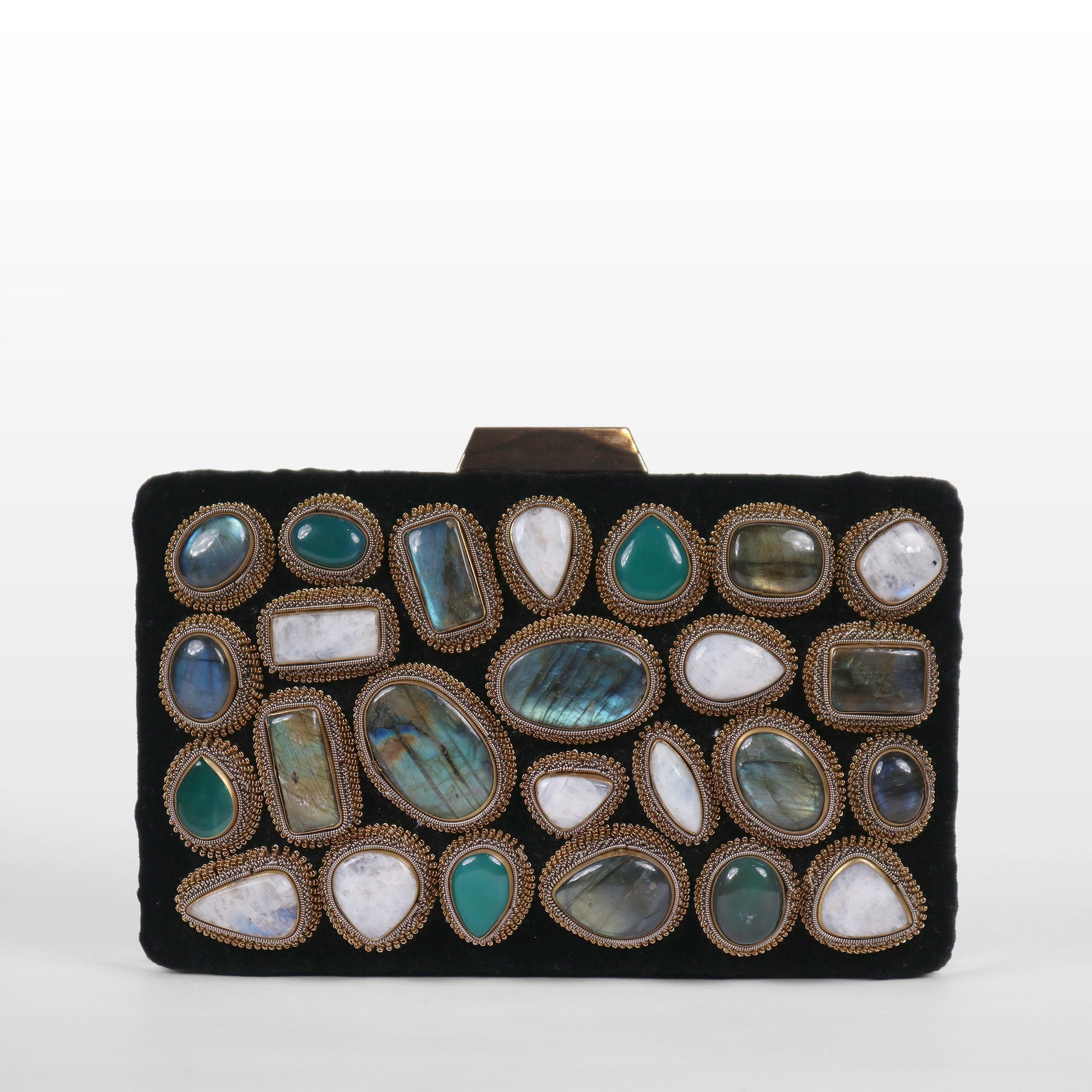 Crown stone Velvet Evening Bag