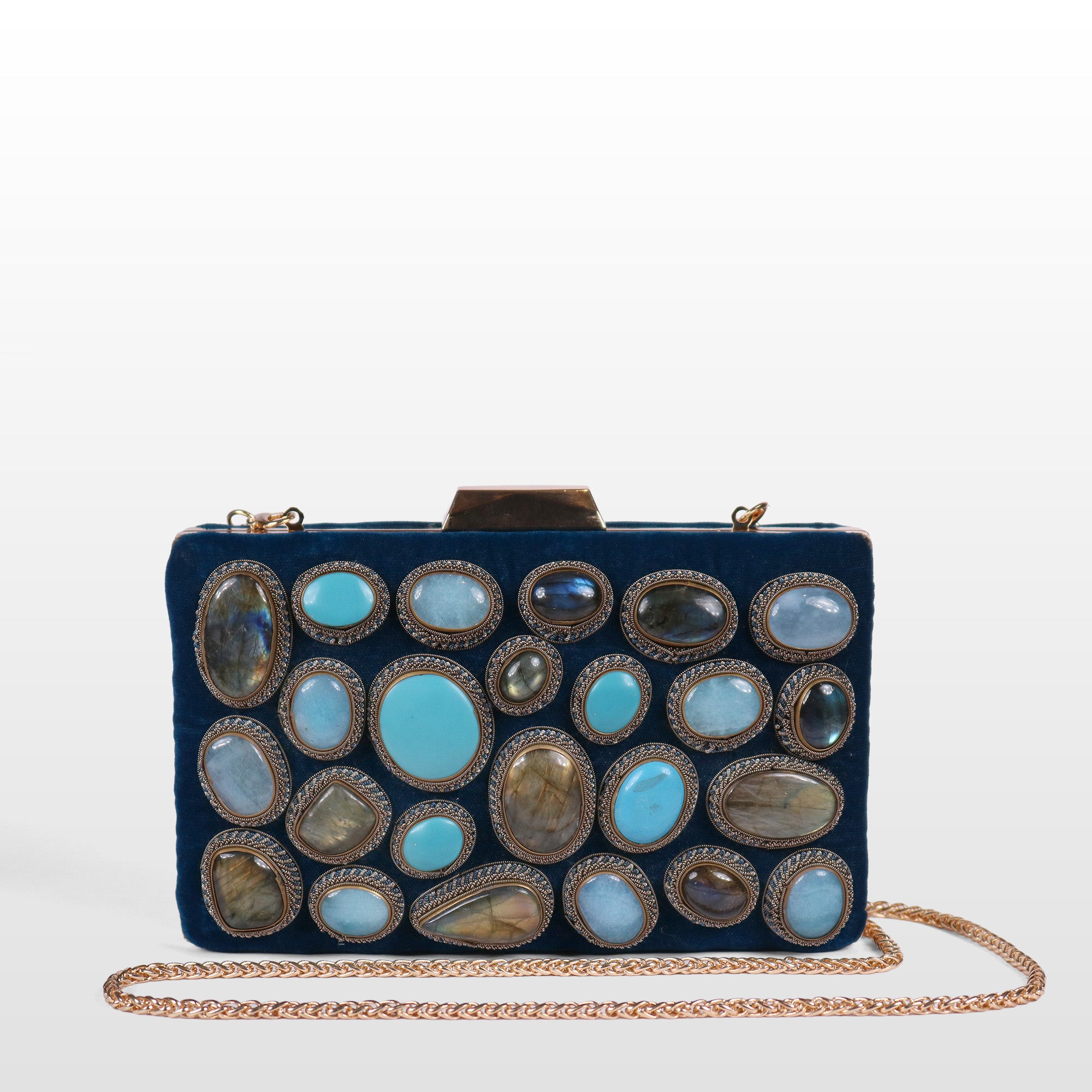 Crown stone Velvet Evening Bag