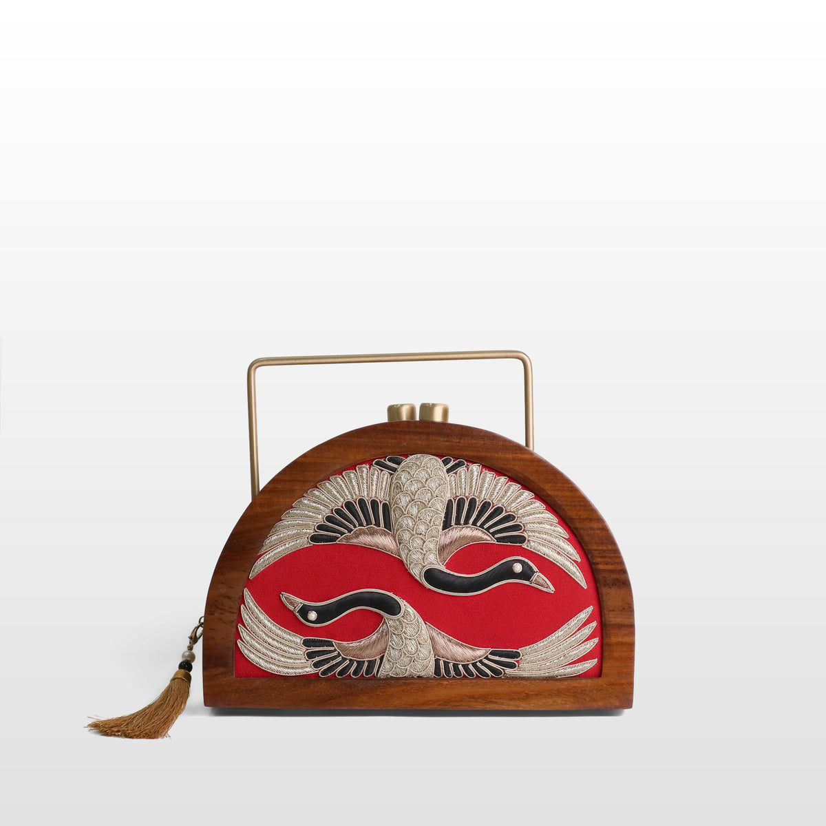 Handcrafted Luxe Swan Half Moon Bag