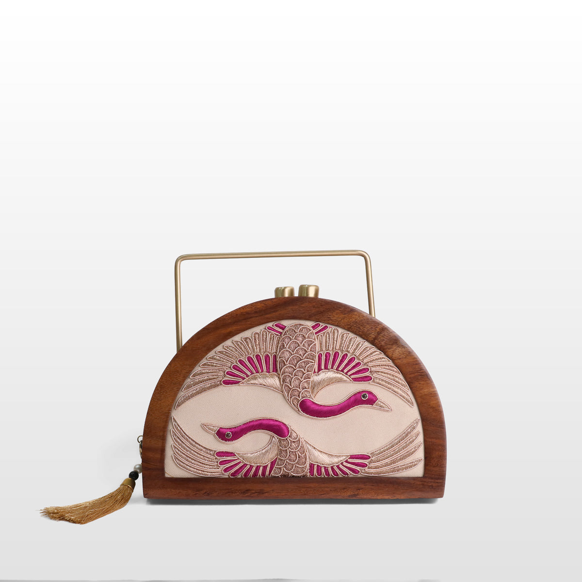 Handcrafted Luxe Swan Half Moon Bag