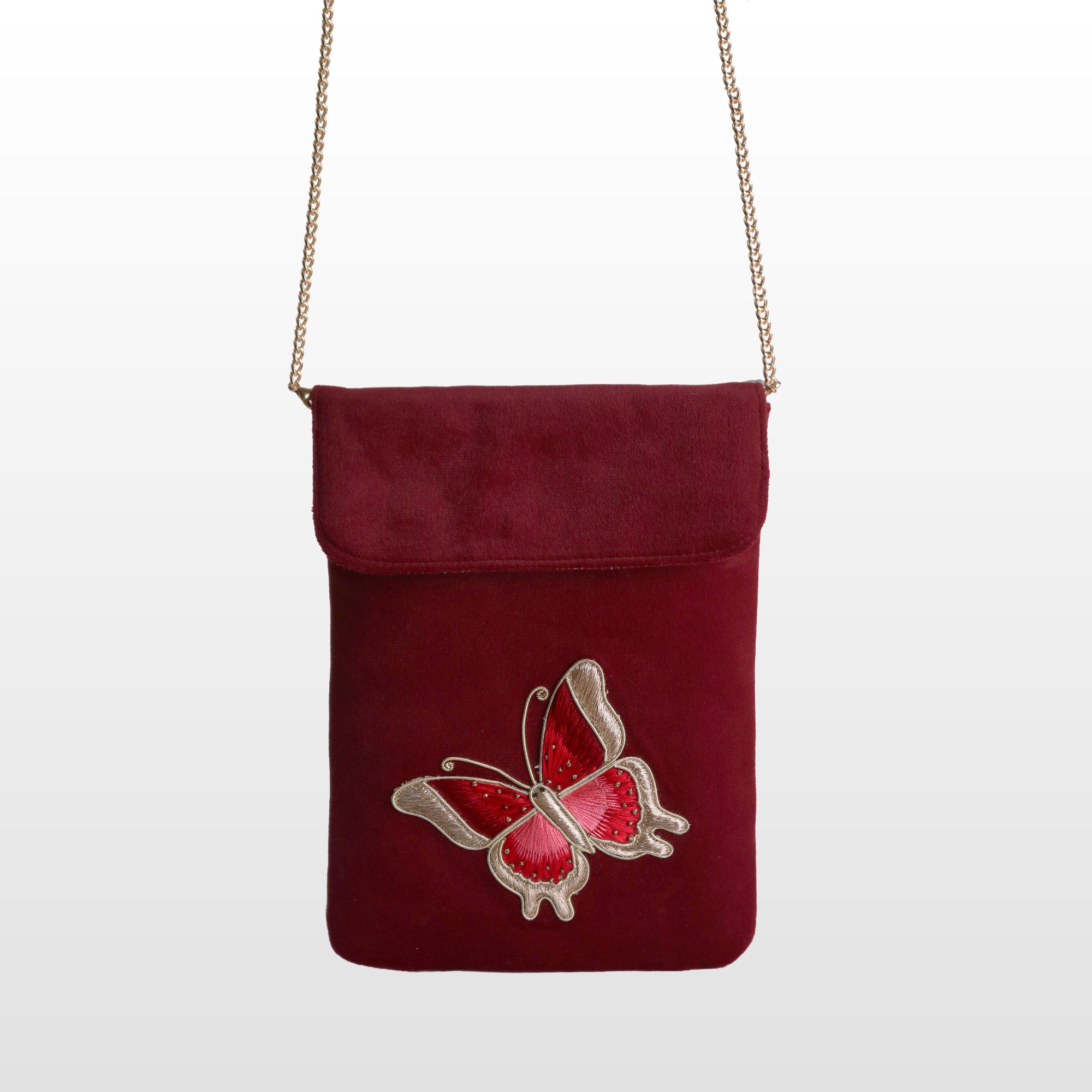 Emerald Green banana crepe Butterfly Crossbody Bag