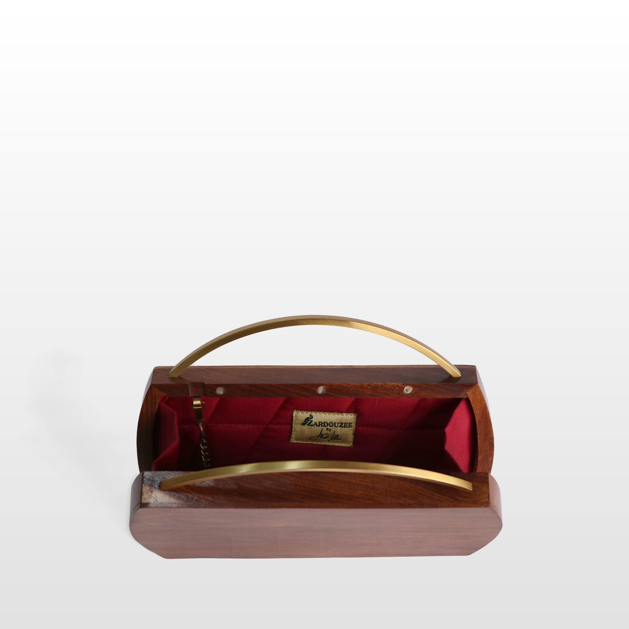 Handcrafted Floral Wooden Frame Top Handle Clutch