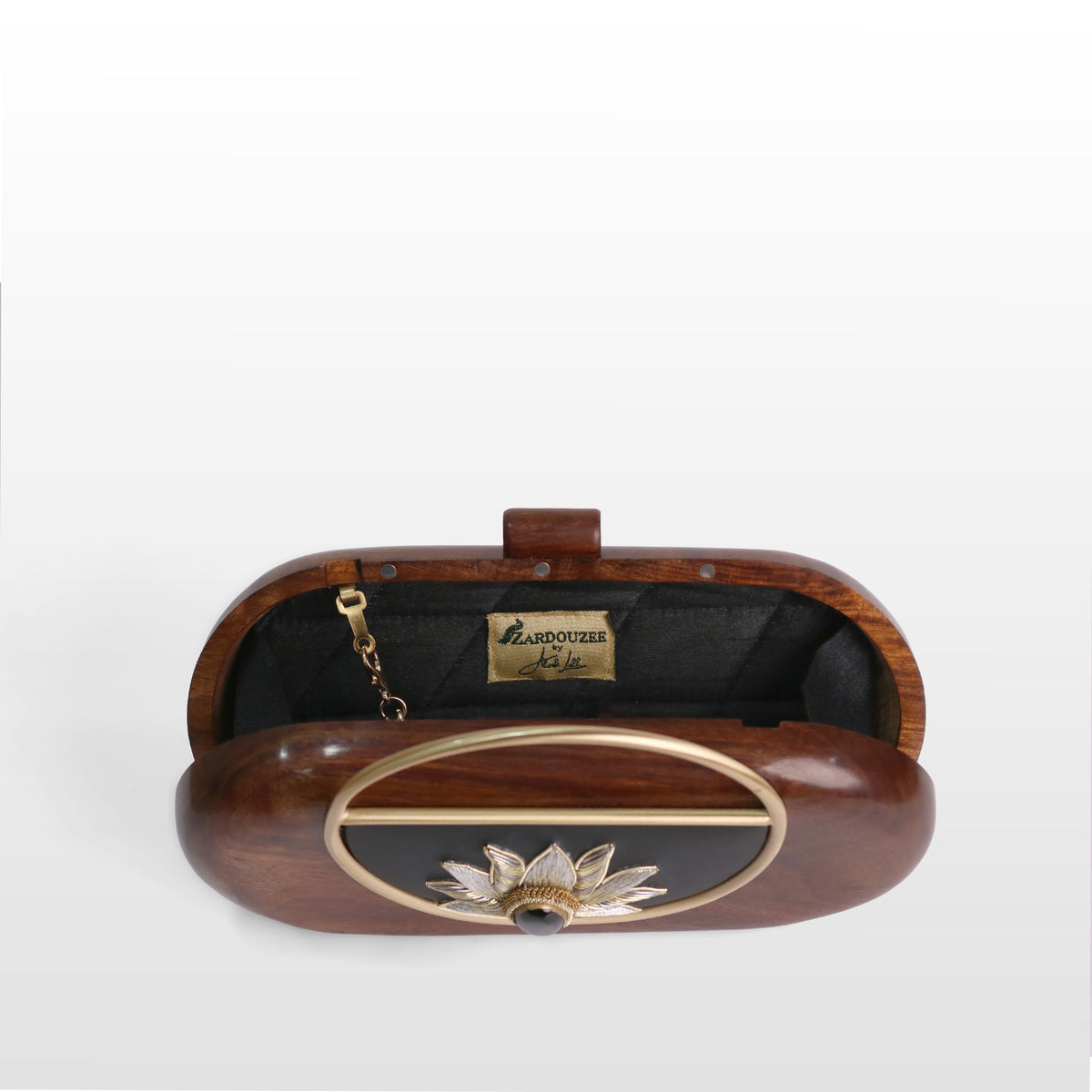 Handcrafted Luxe Lotus Gemstone Oval Box Clutch