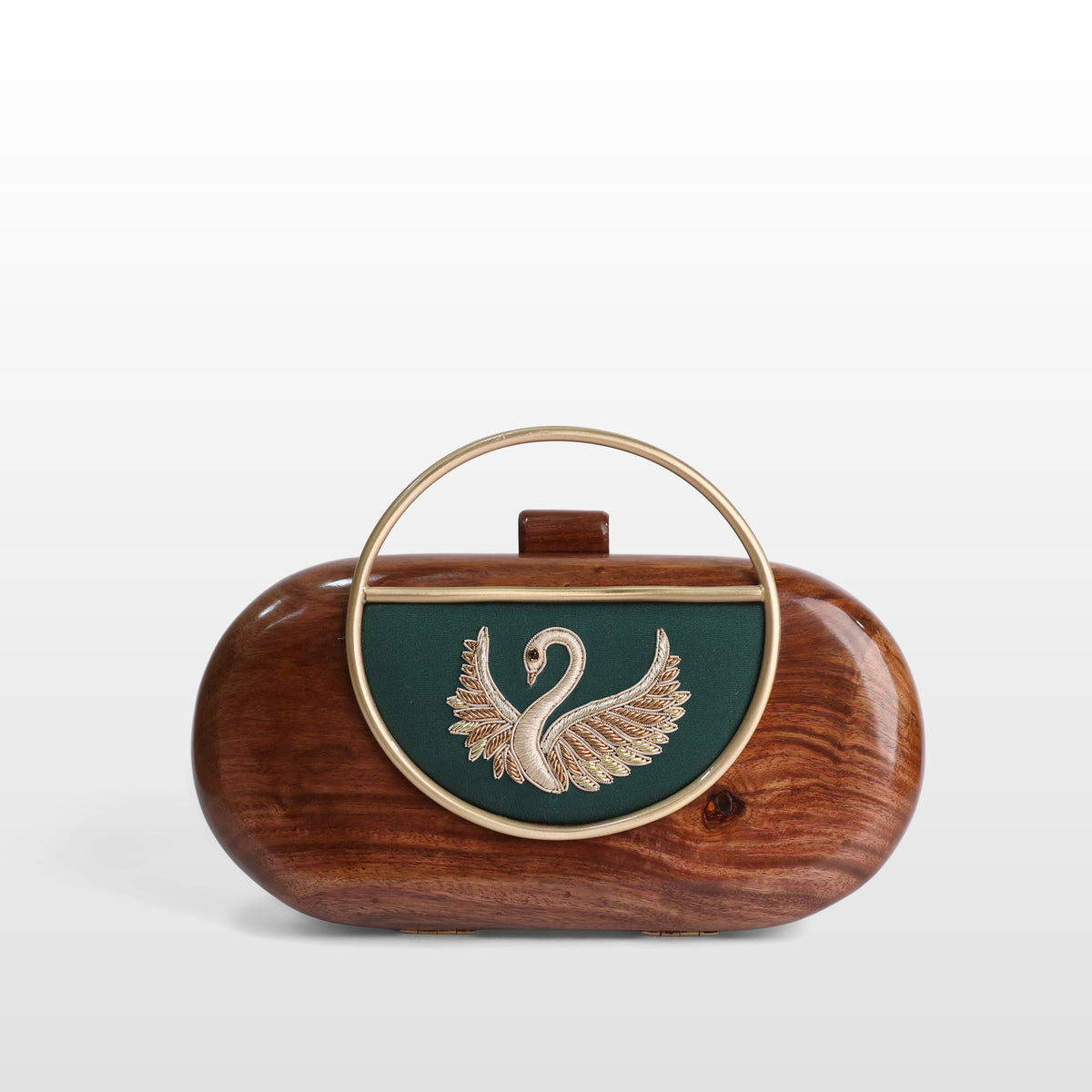 Handcrafted Luxe Swan Oval Box Clutch