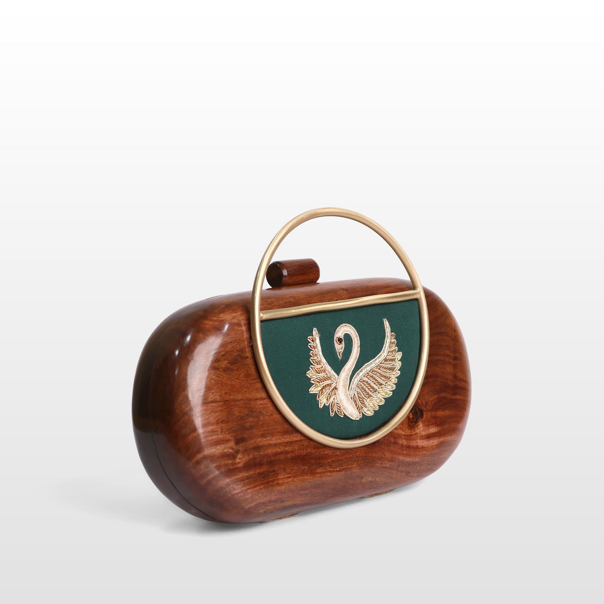 Handcrafted Luxe Swan Oval Box Clutch