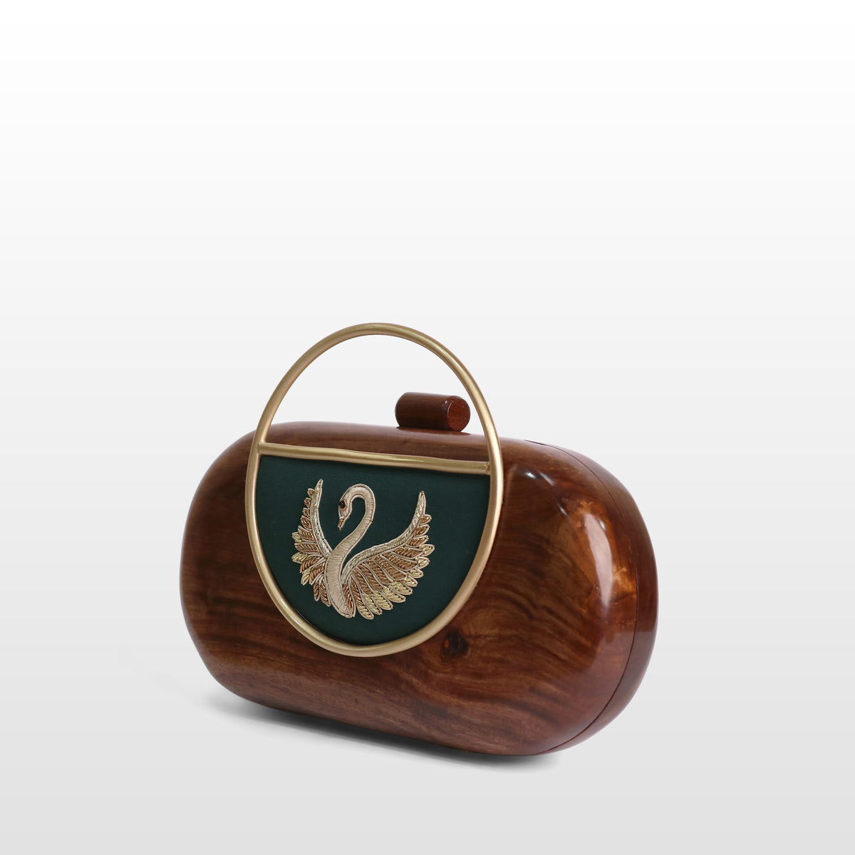 Handcrafted Luxe Swan Oval Box Clutch