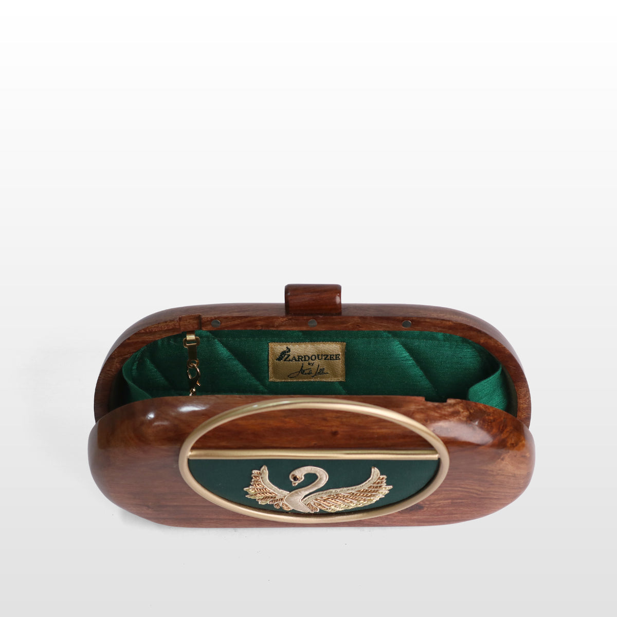 Handcrafted Luxe Swan Oval Box Clutch