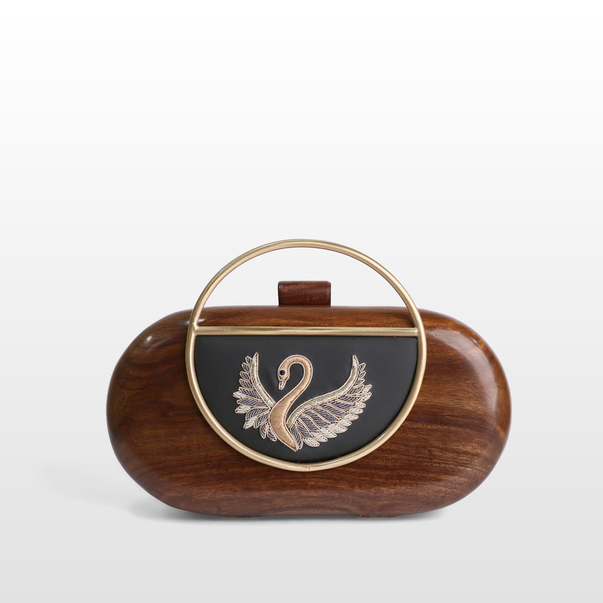 Handcrafted Luxe Swan Oval Box Clutch