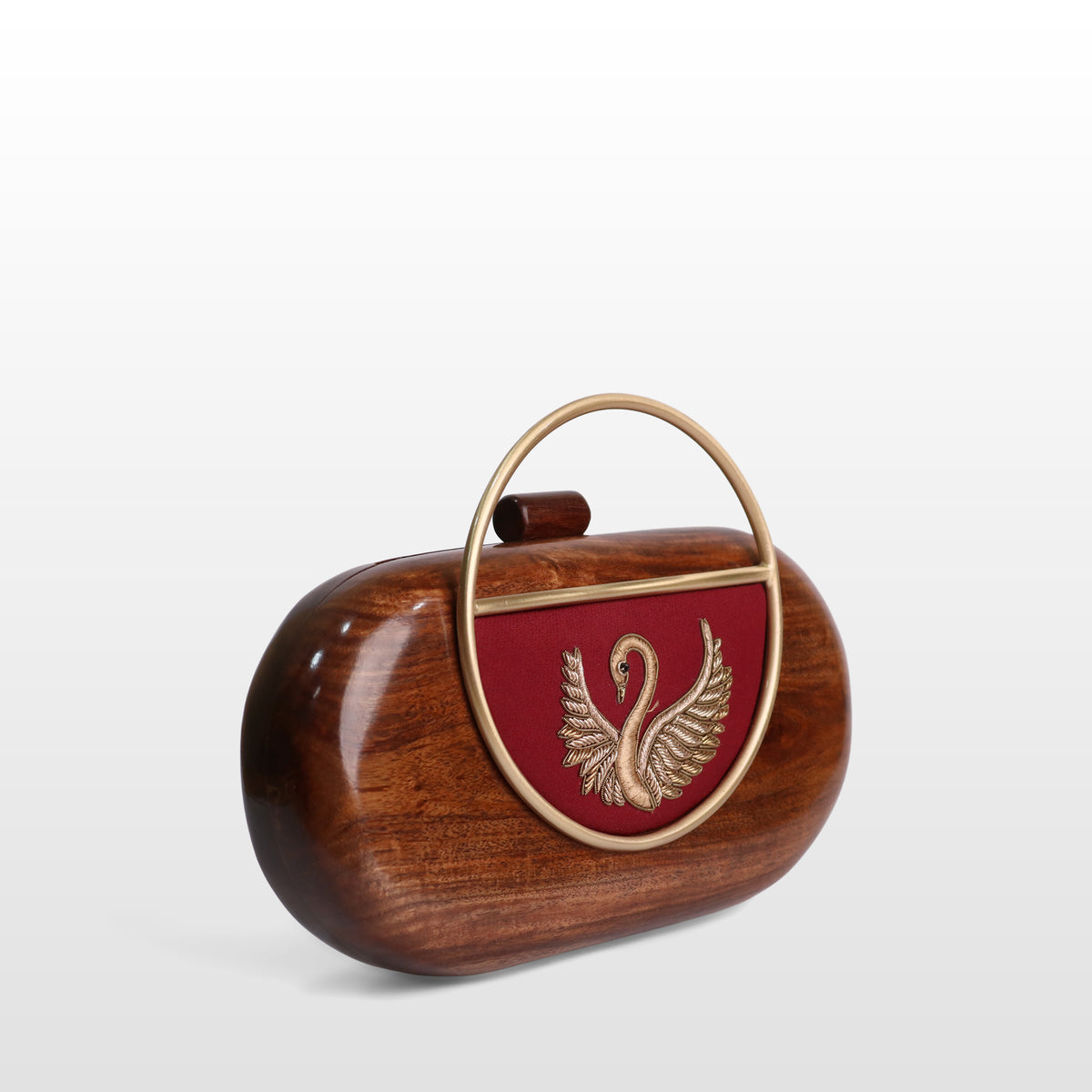 Handcrafted Luxe Swan Oval Box Clutch