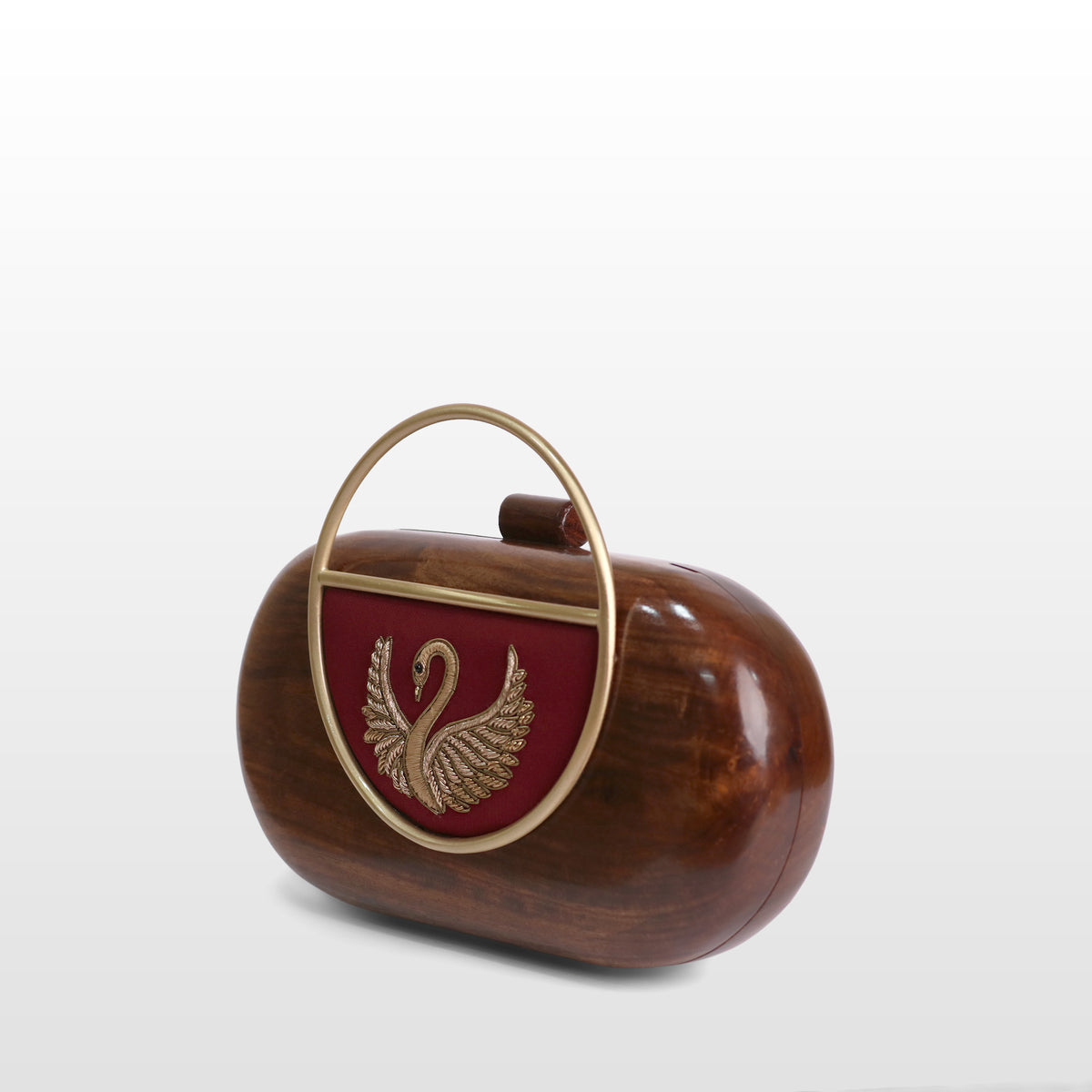 Handcrafted Luxe Swan Oval Box Clutch