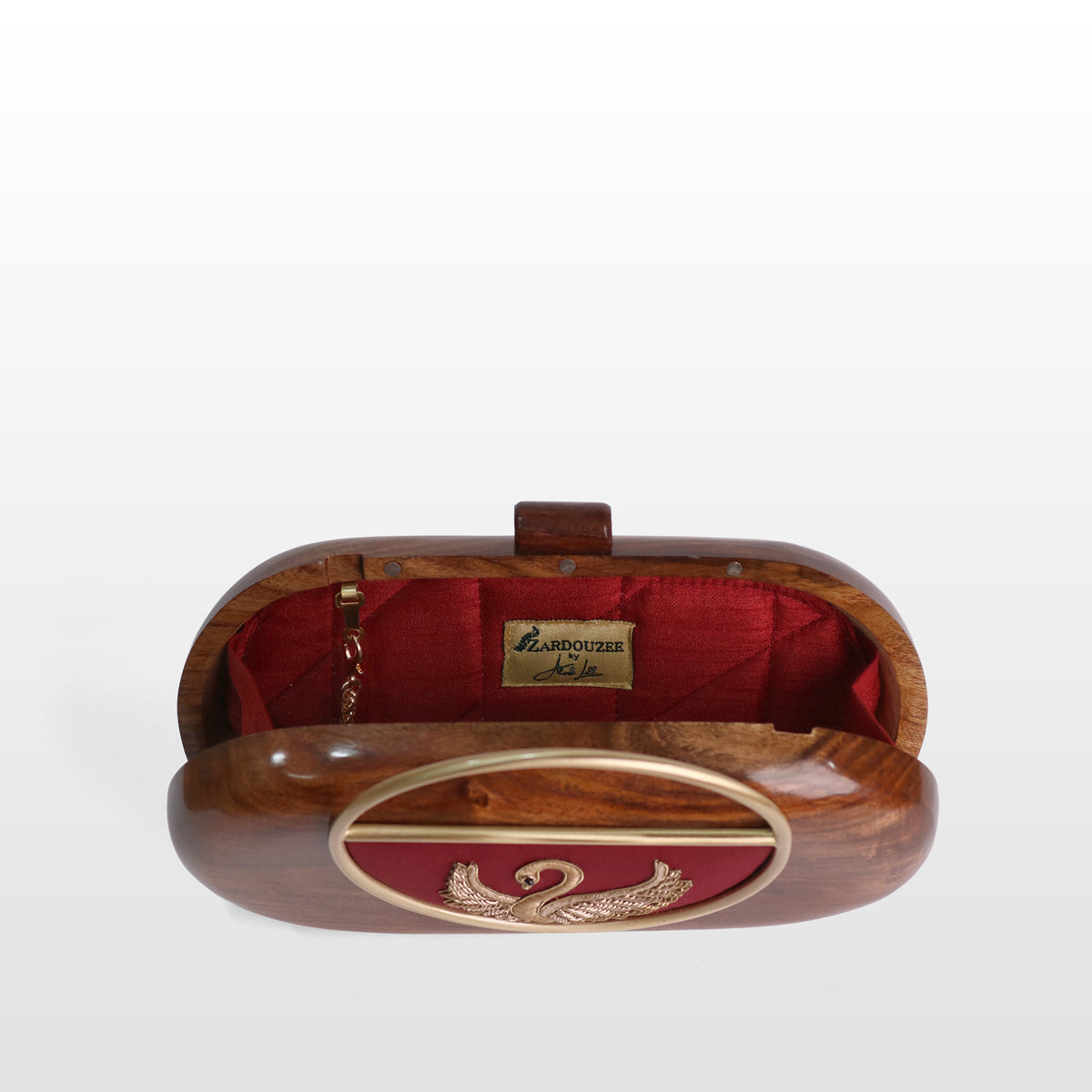 Handcrafted Luxe Swan Oval Box Clutch