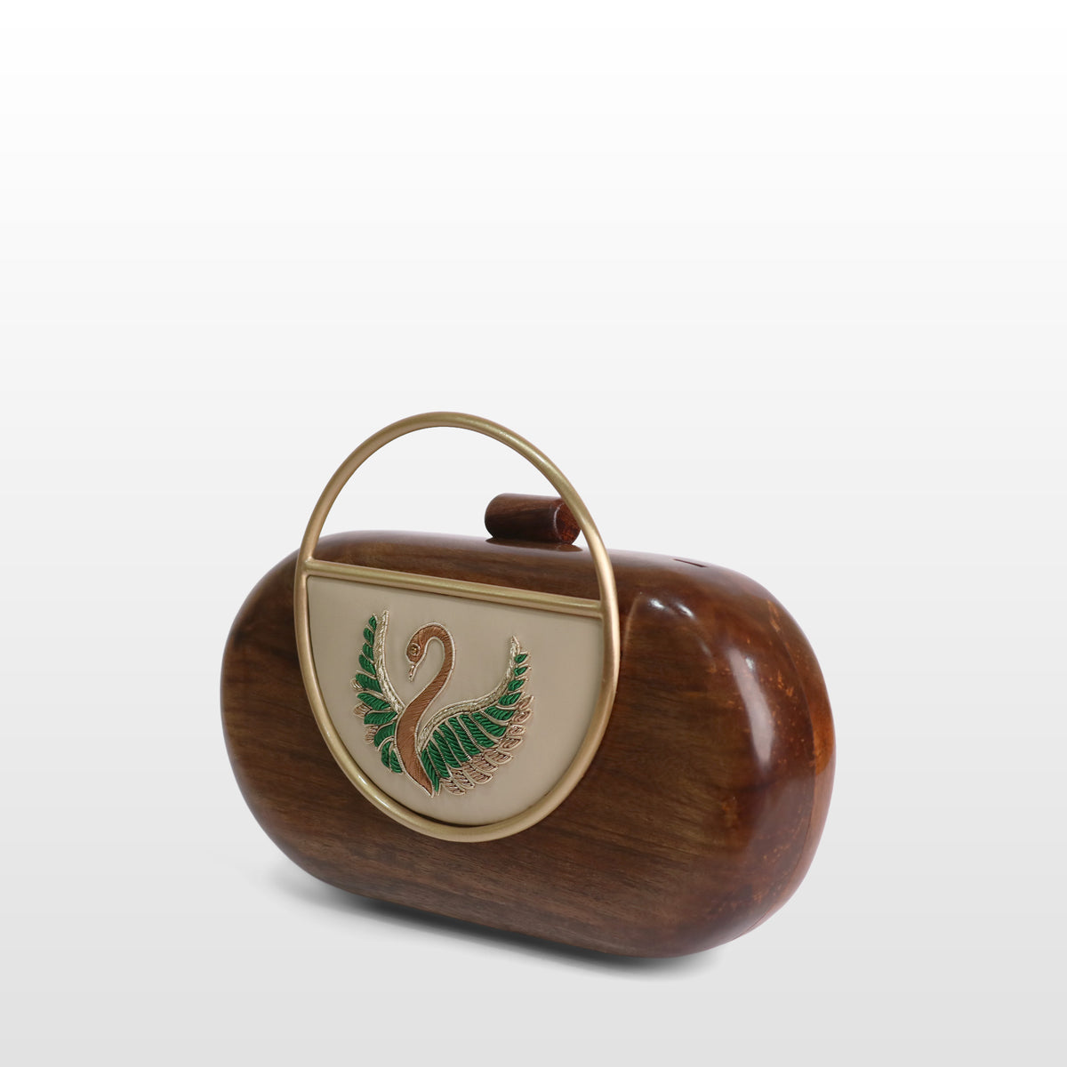 Handcrafted Luxe Swan Oval Box Clutch