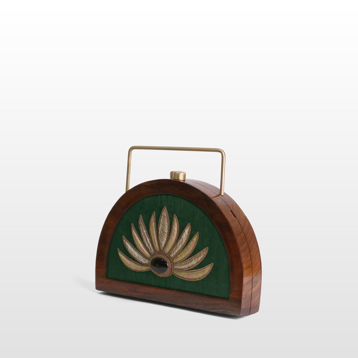 Handcrafted Luxe Lotus Gemstone Half Moon Bag