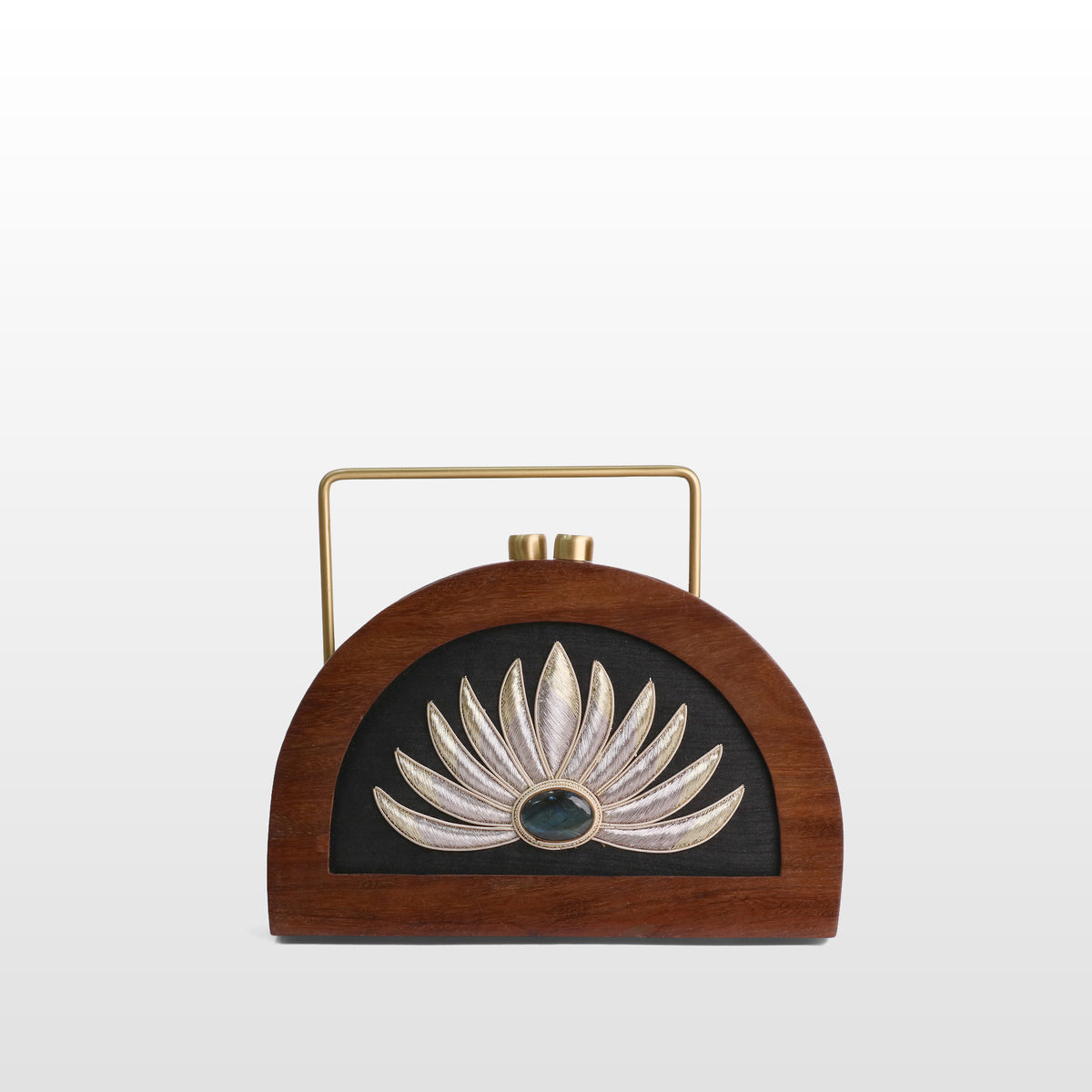 Handcrafted Luxe Lotus Gemstone Half Moon Bag