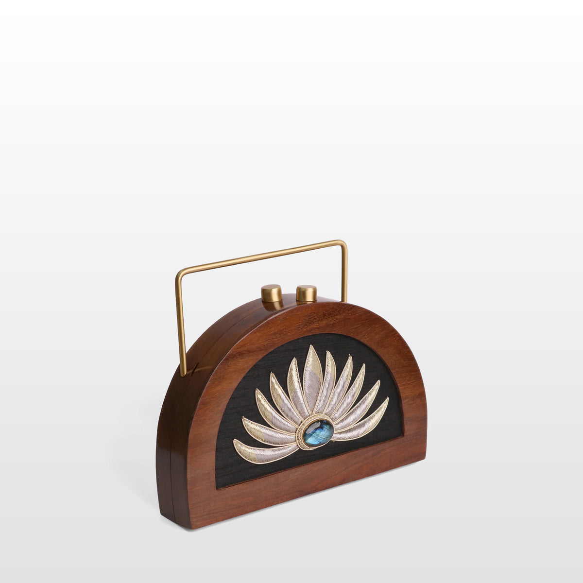 Handcrafted Luxe Lotus Gemstone Half Moon Bag