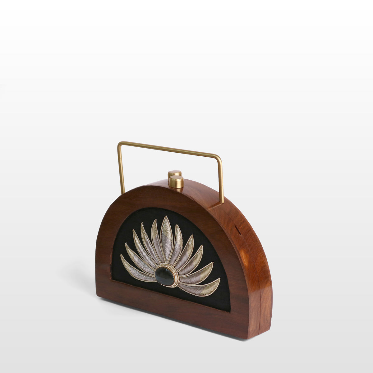 Handcrafted Luxe Lotus Gemstone Half Moon Bag