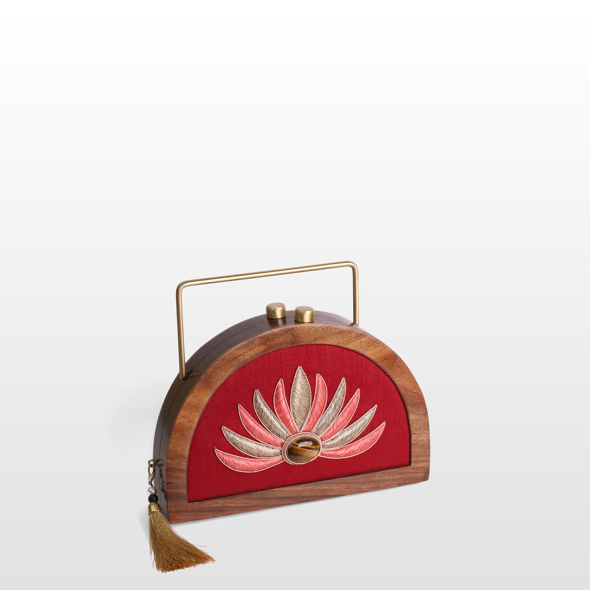 Handcrafted Luxe Lotus Gemstone Half Moon Bag