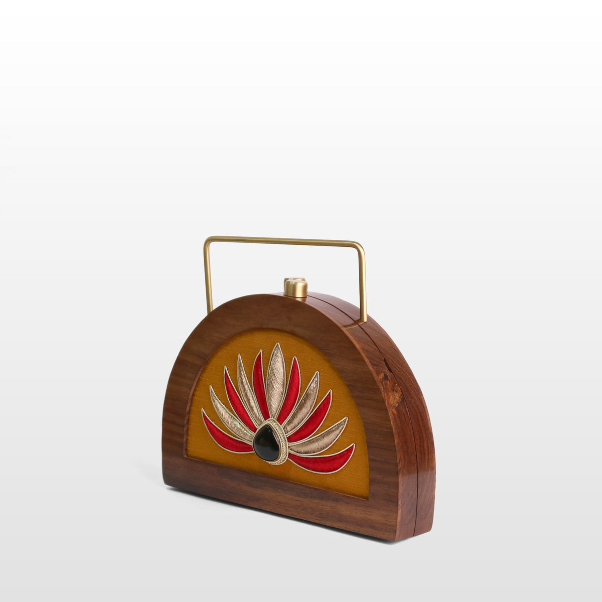 Handcrafted Luxe Lotus Gemstone Half Moon Bag