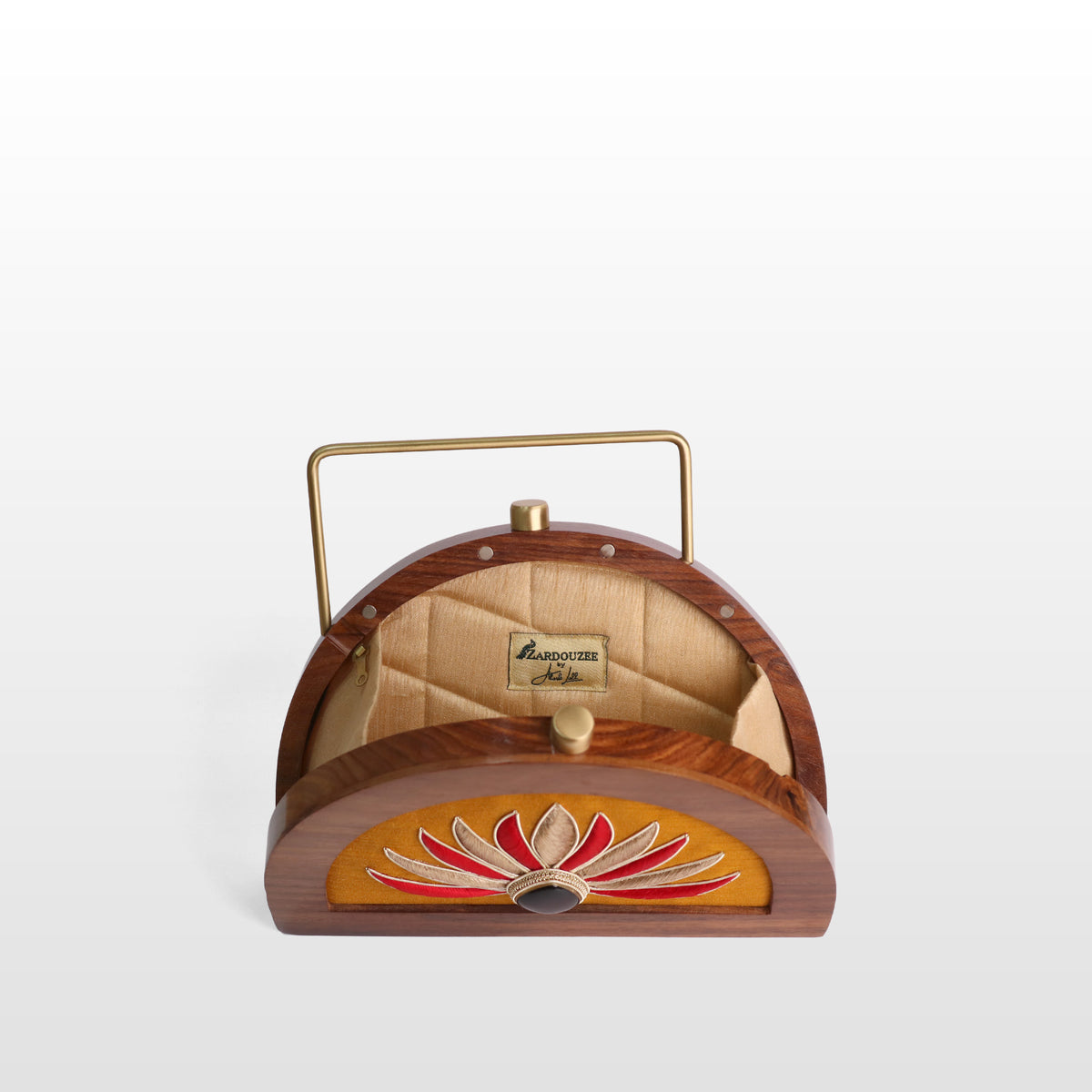Handcrafted Luxe Lotus Gemstone Half Moon Bag