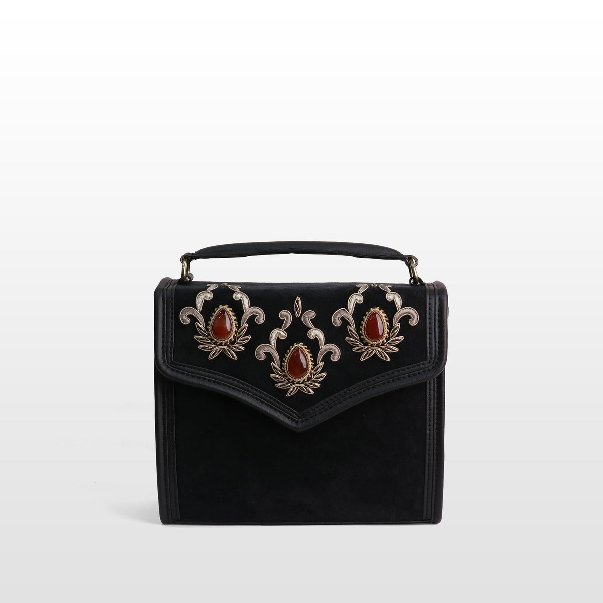 Women Black Velvet Carnelian Sachtel