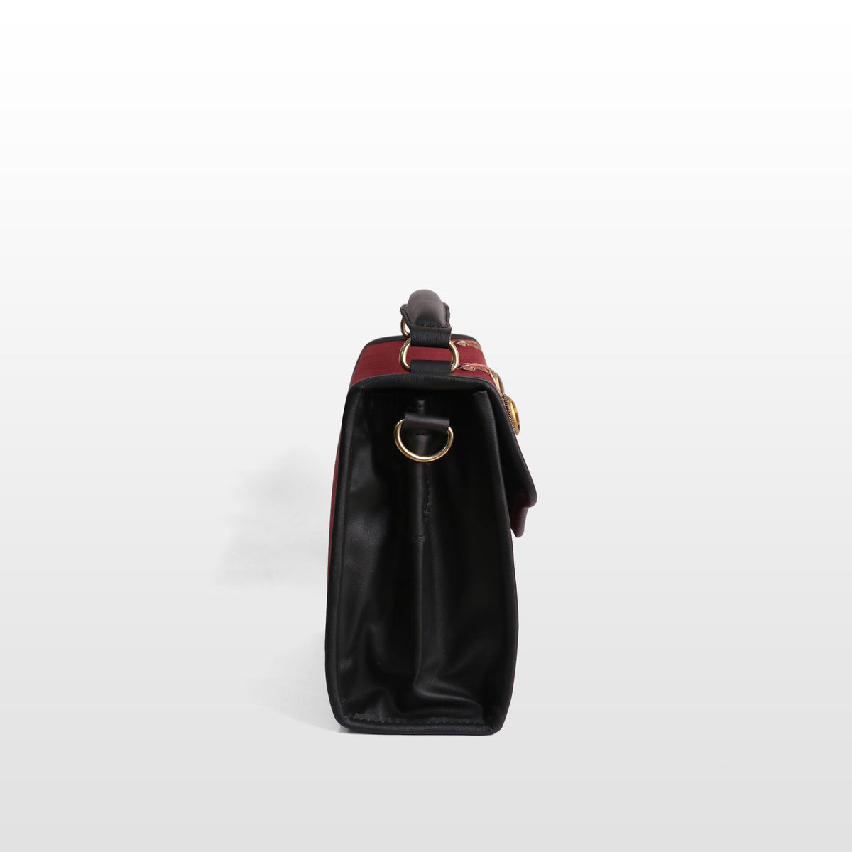 Women Maroon Valvet Tiger Eye Satchel