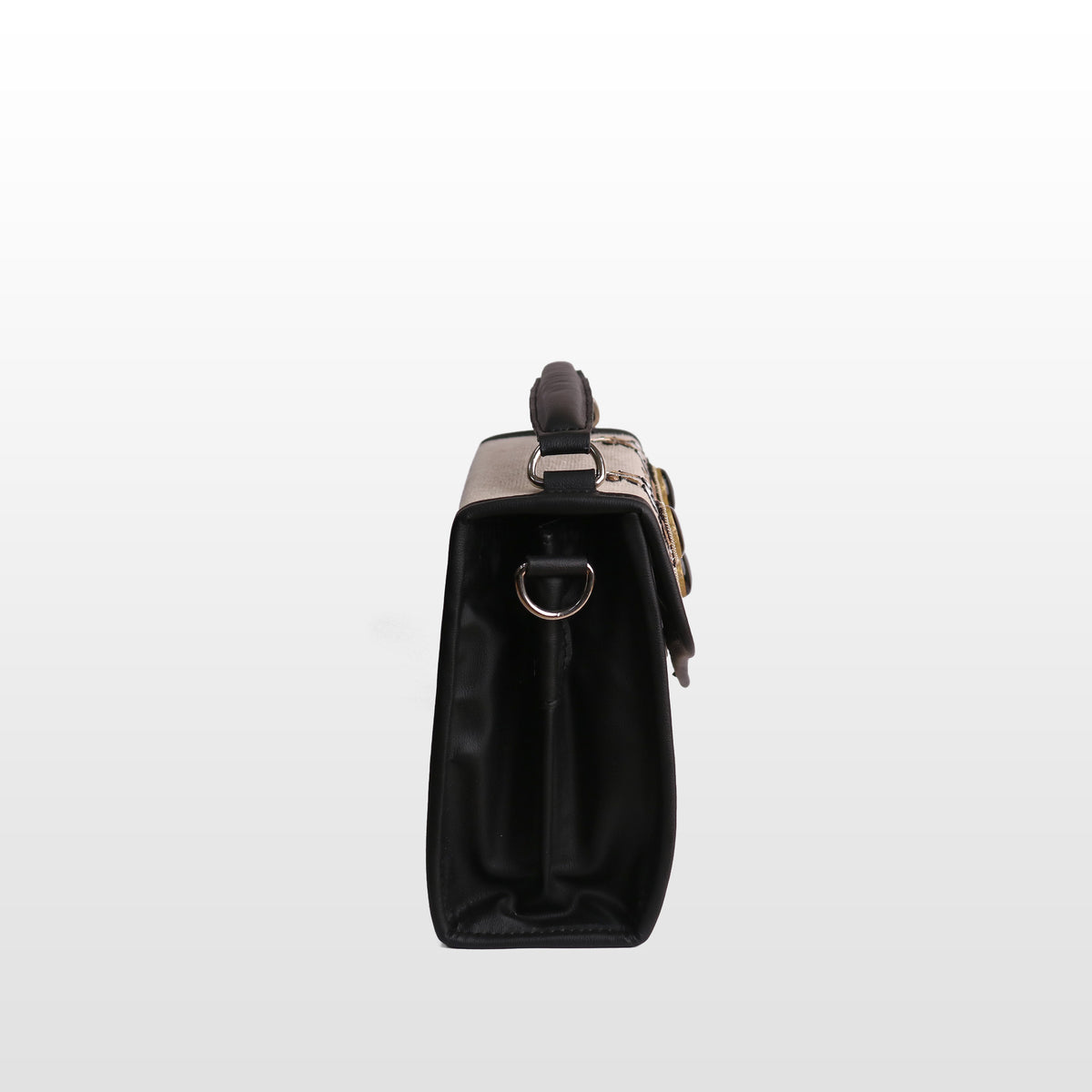 Women Off-White Velvet Onyx Satchel