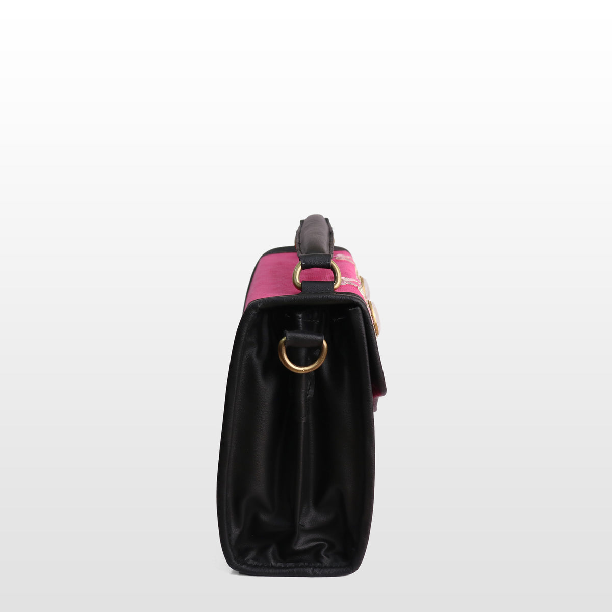 Women Pink Velvet Moonstone Satchel