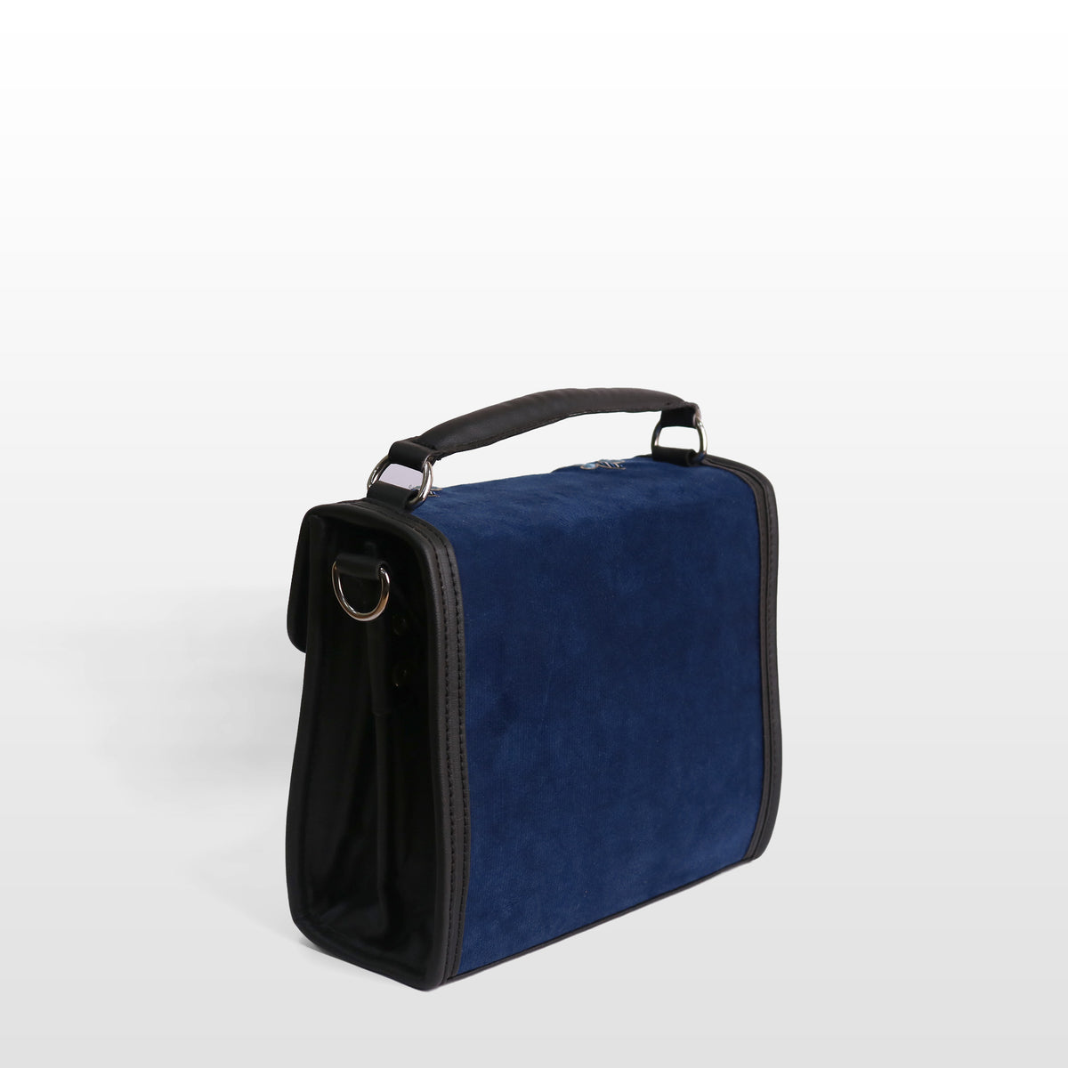 Women Teal Blue Velvet Onyx Satchel