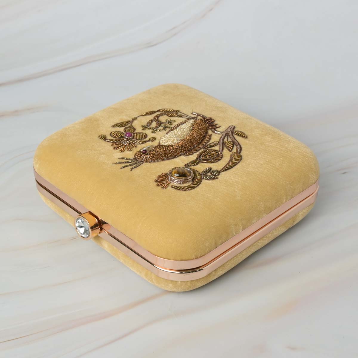 Velvet Parrot Jewel Clutch