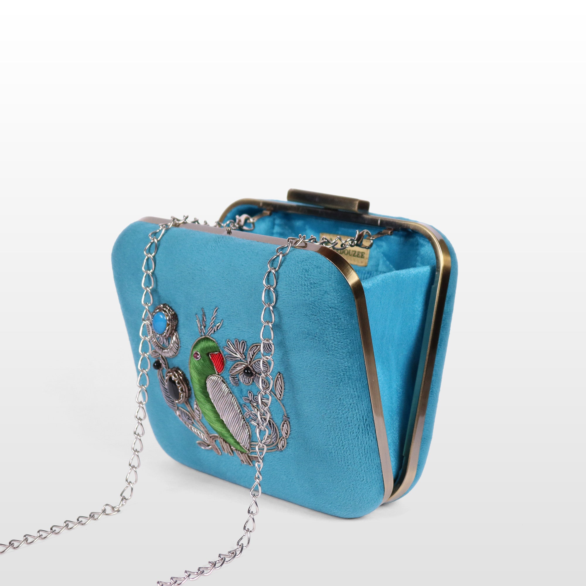Velvet Parrot Jewel Clutch