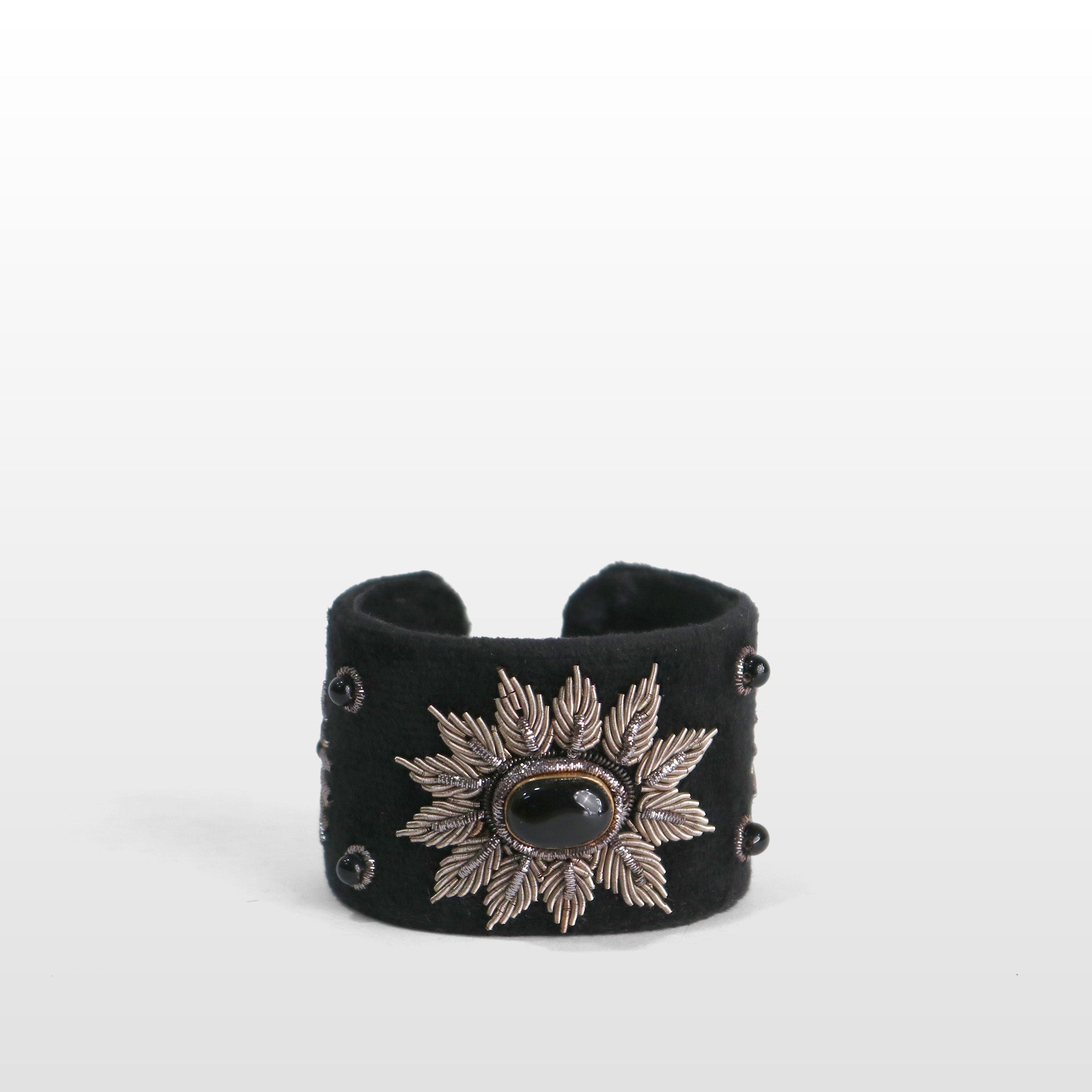 Black Velvet Onyx Wide Cuff Bracelet