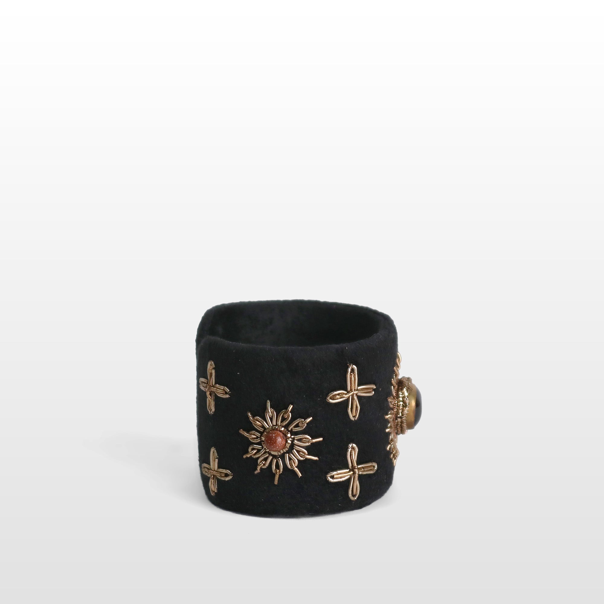 Handcrafted Black Velvet Zardozi Cuff Bracelet