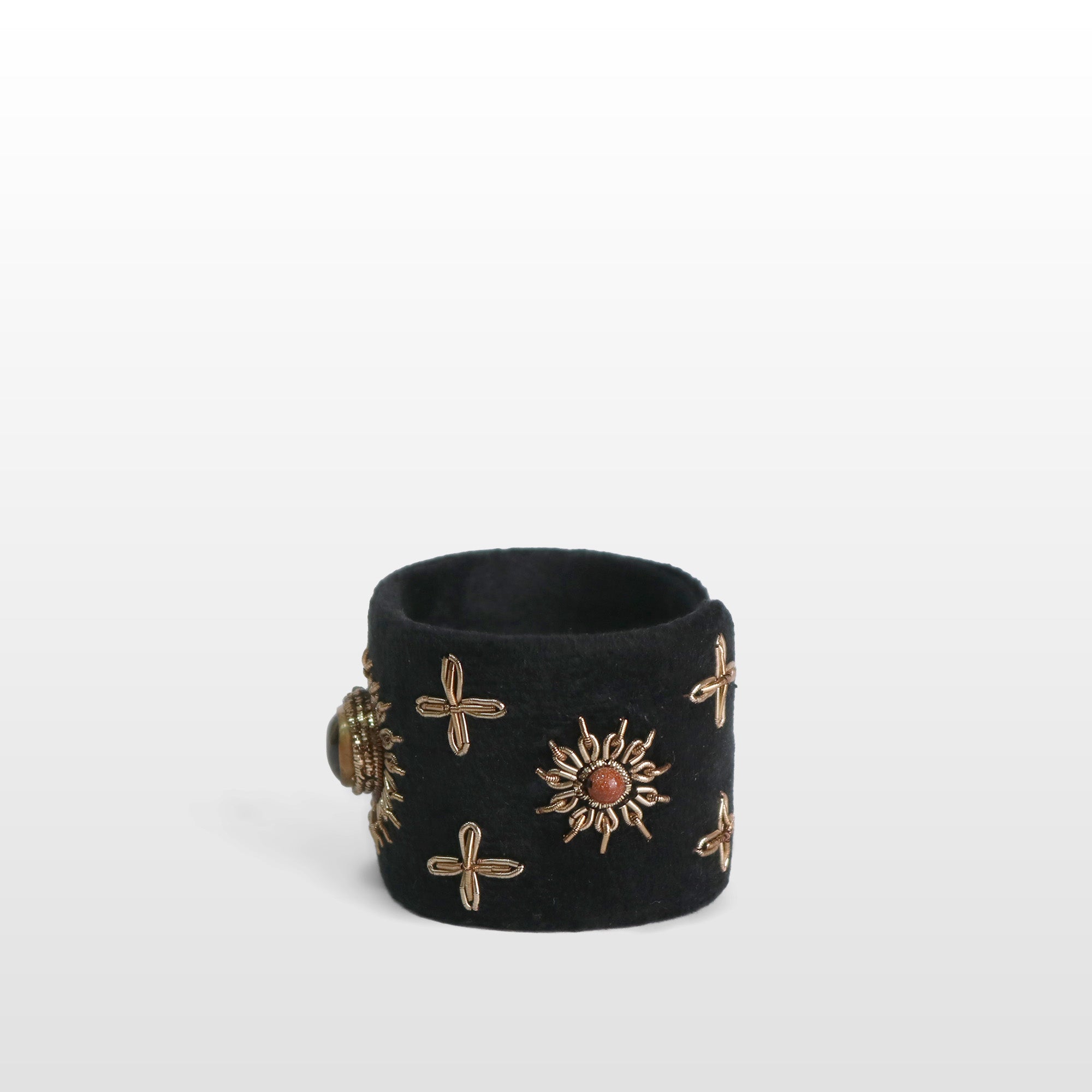 Handcrafted Black Velvet Zardozi Cuff Bracelet