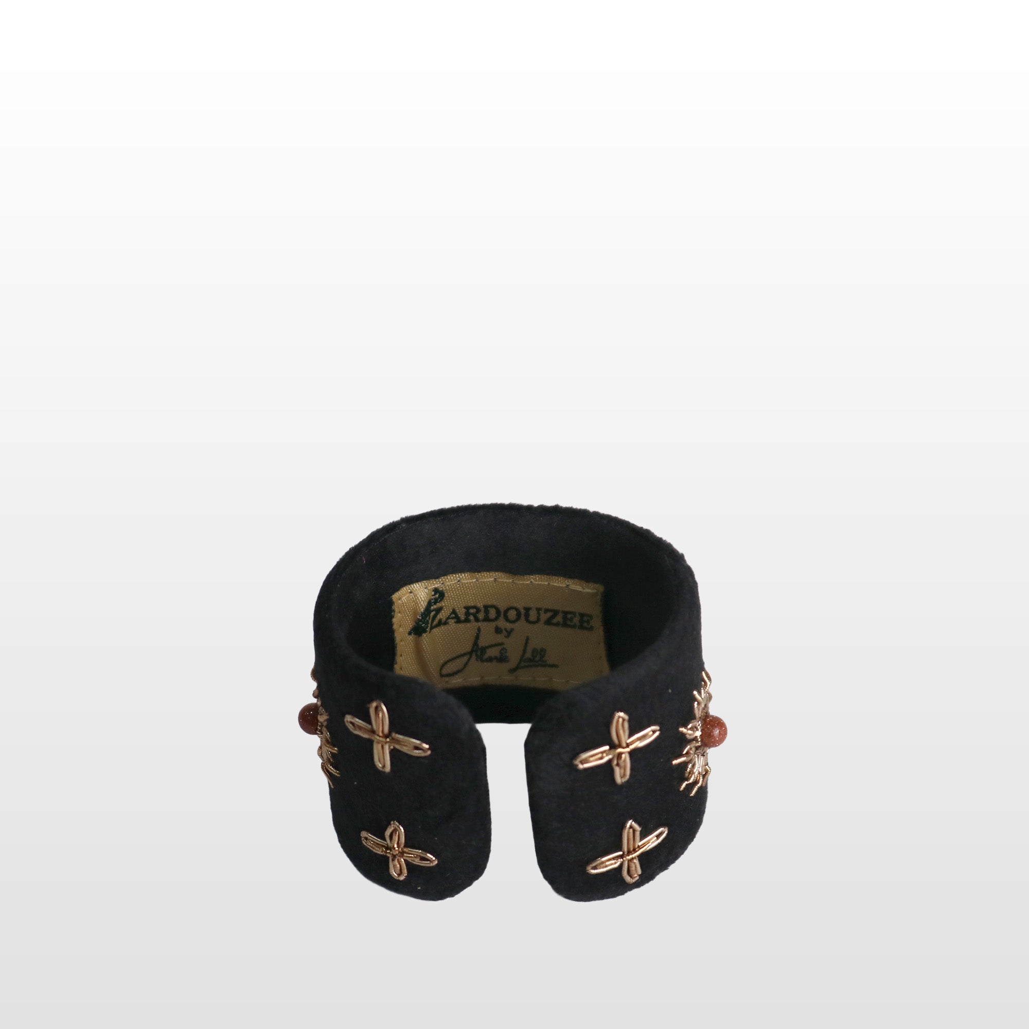 Handcrafted Black Velvet Zardozi Cuff Bracelet