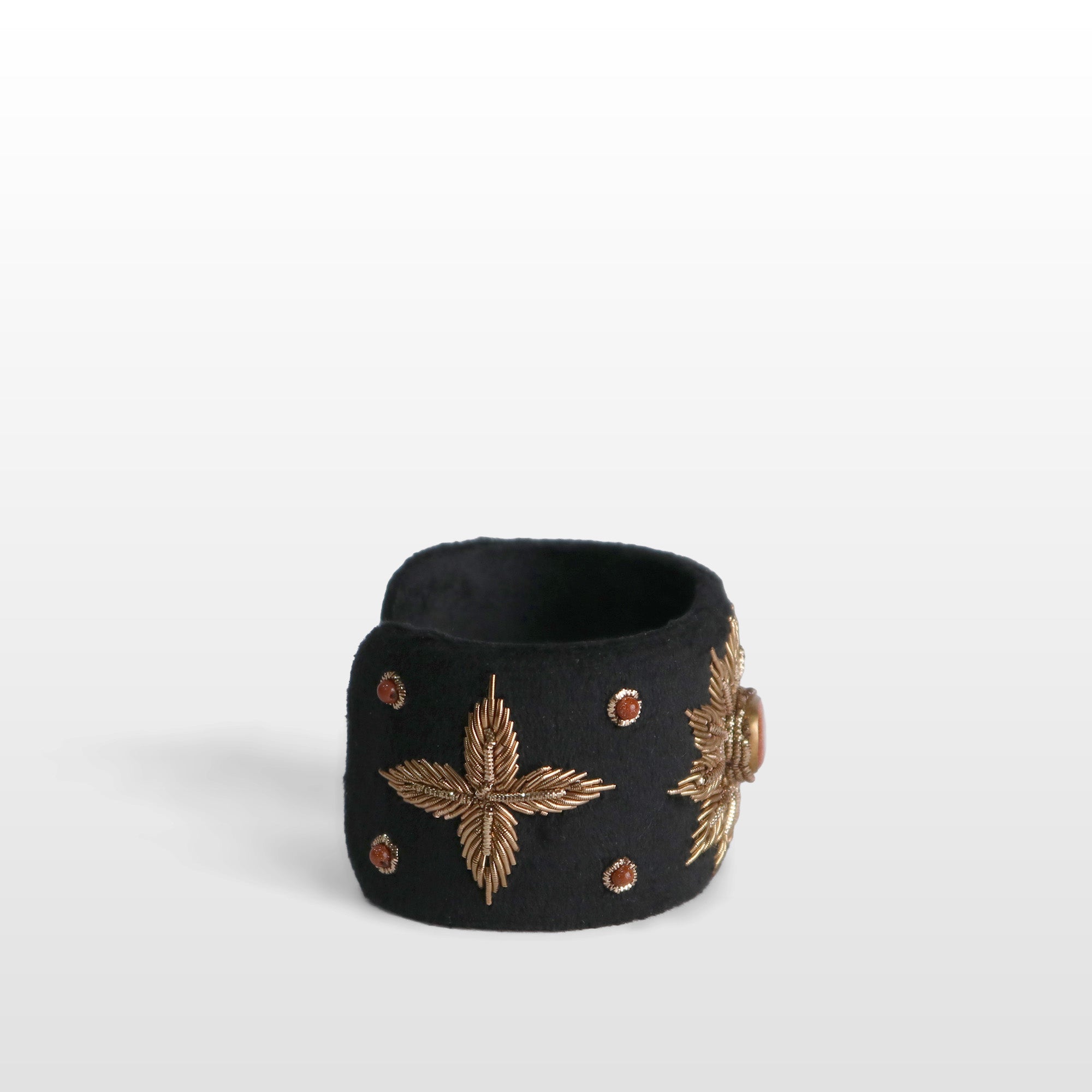 Black Velvet Sand Stone Wide Cuff Bracelet