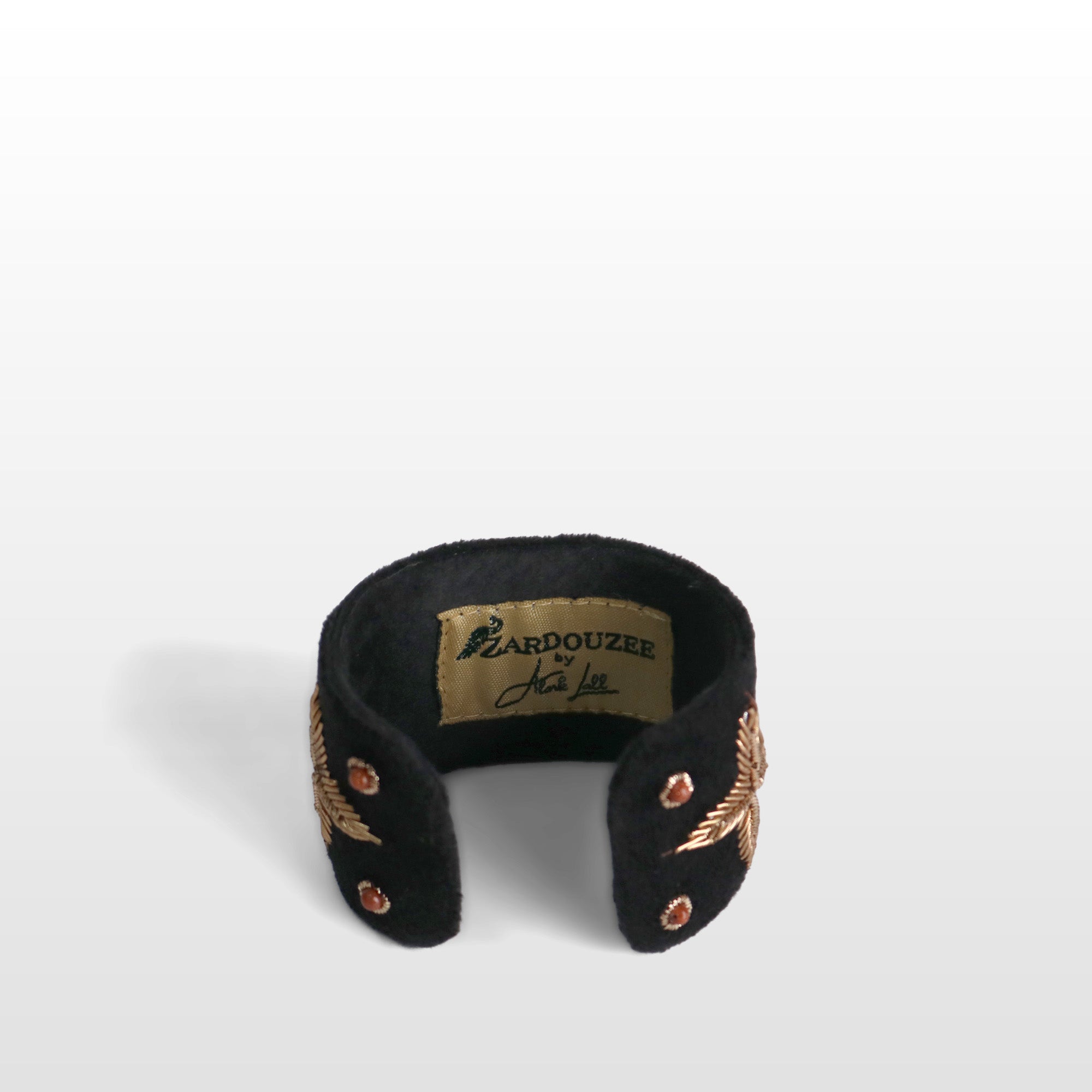 Black Velvet Sand Stone Wide Cuff Bracelet