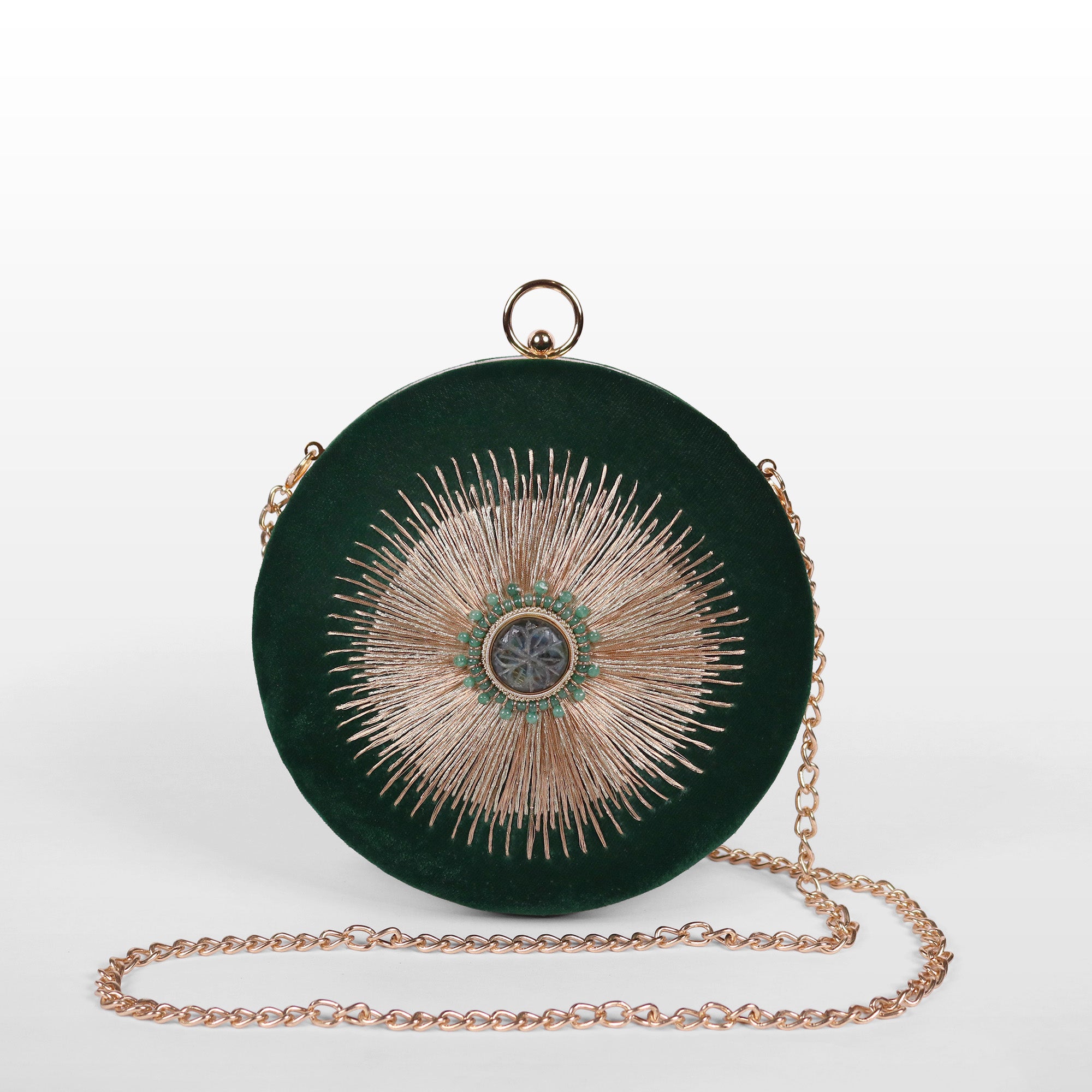 Celestial Sun Velvet Evening Clutch
