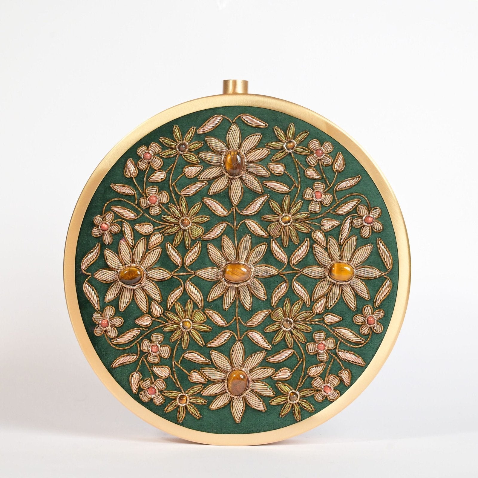 Mehrunisa – Regal Green Zardosi Round Clutch image 0
