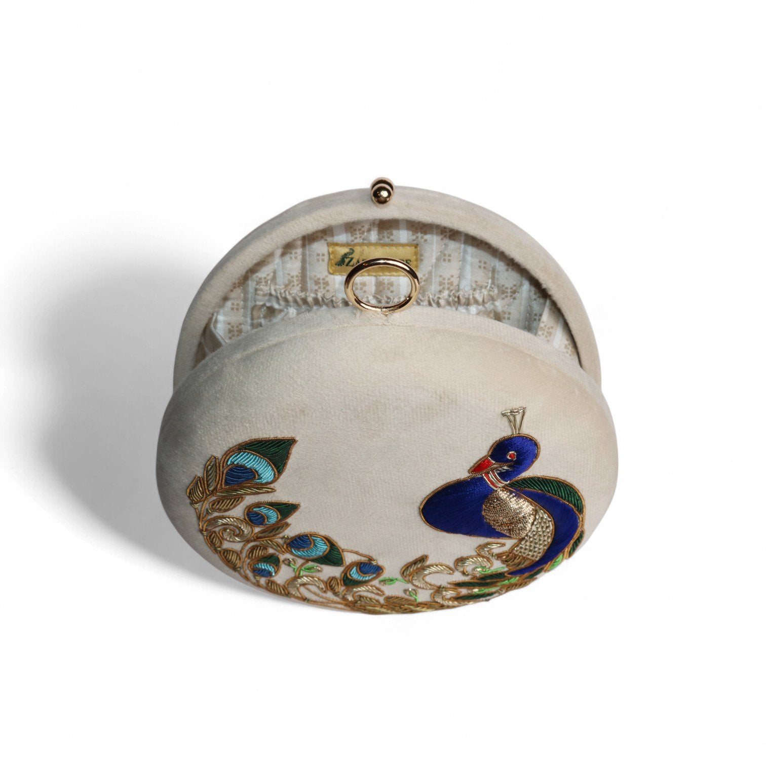 Round Handbag with Peacock Zardosi & Resham Embroidery image 2