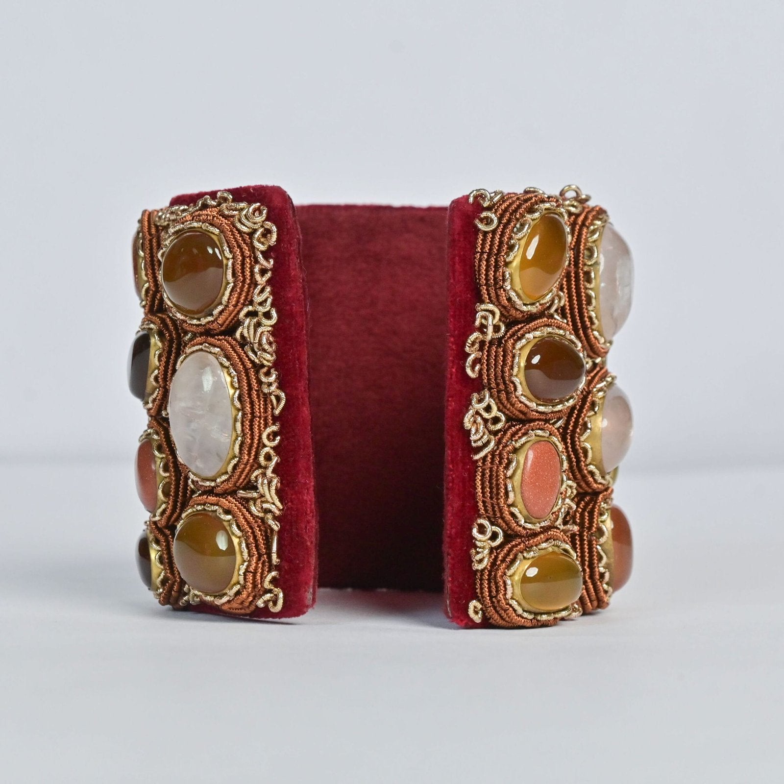 Velvet Verve Maroon Gem Glow Hand Bracelet image 4