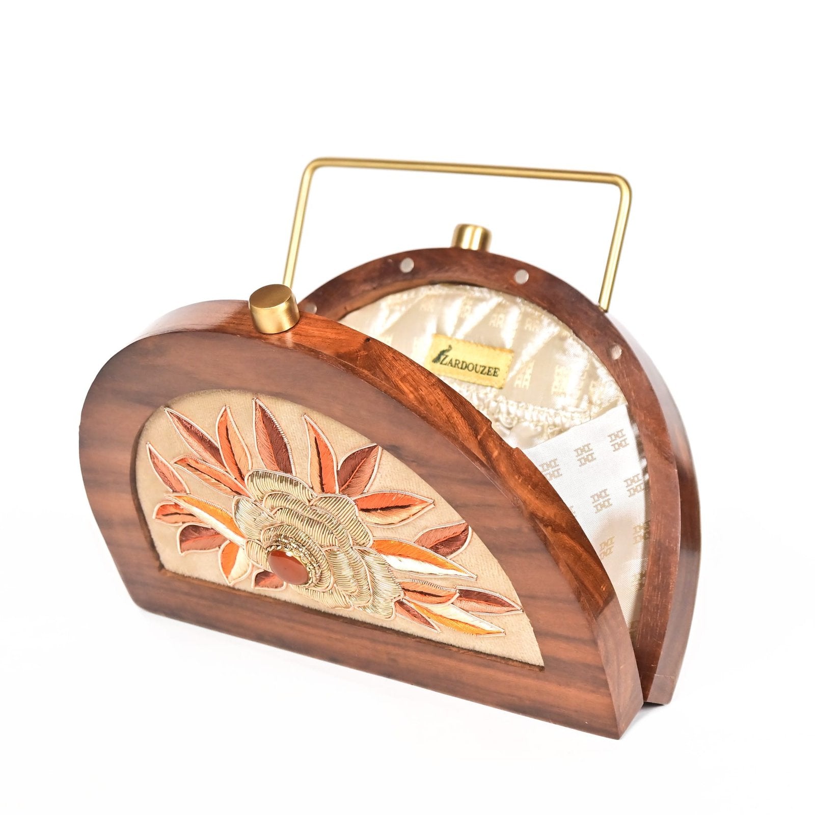 Hand-Embroidered Classic Wooden Handbag image 3