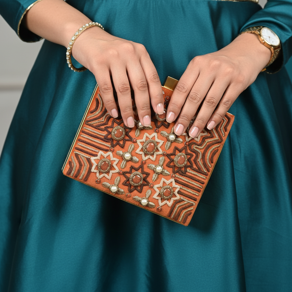 Ember Glow Zardozi Gemstone Handbag image 0