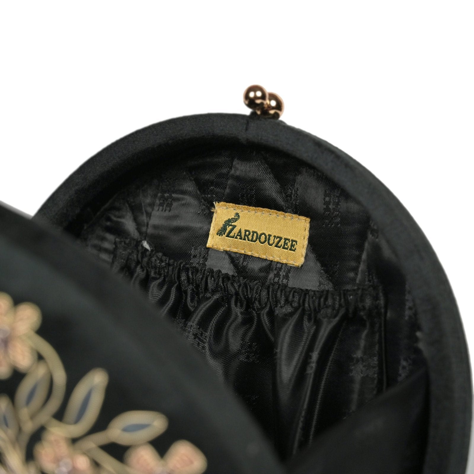 Regal Bloom Round Clutch – Onyx Black Velvet image 3