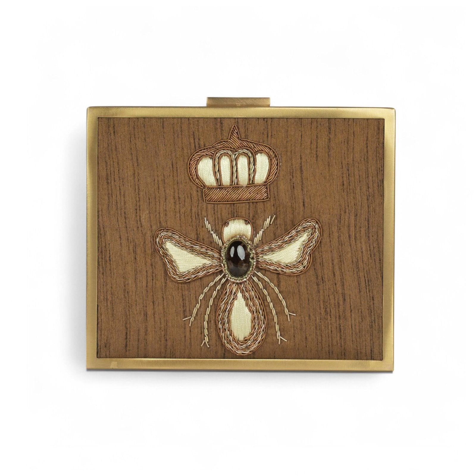 Woven Wings Ladybug Charm Box Clutch - Antique Gold image