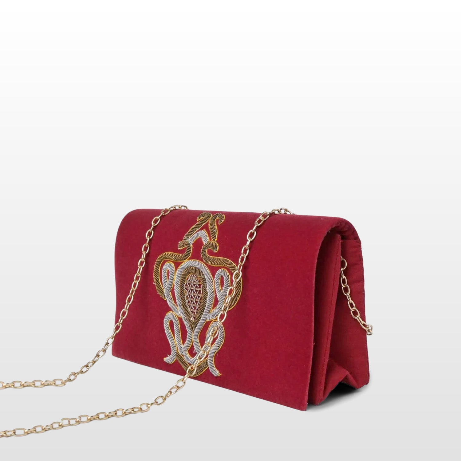 Maroon Velvet Handmade Crossbody Bag for Women, Handmade Shoulder Bag Embellished with Gemstone Emboidery