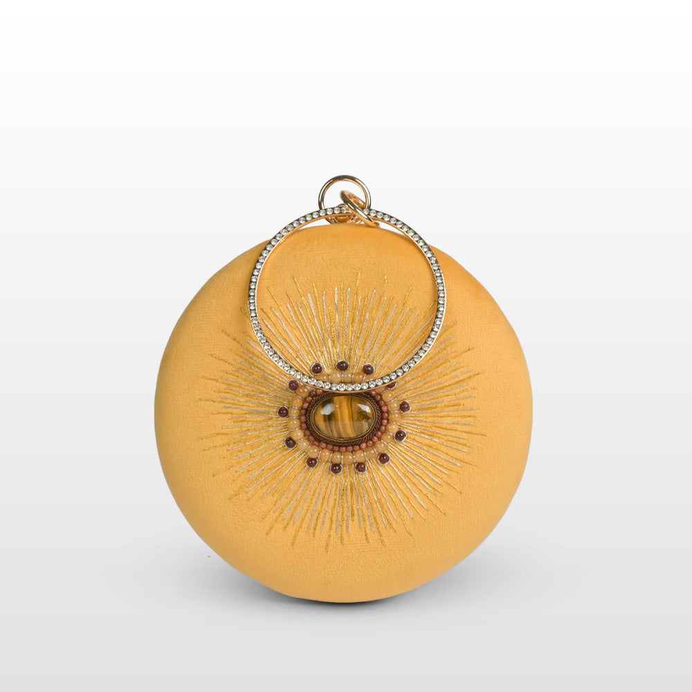 Celestial Sun Velvet Evening Clutch